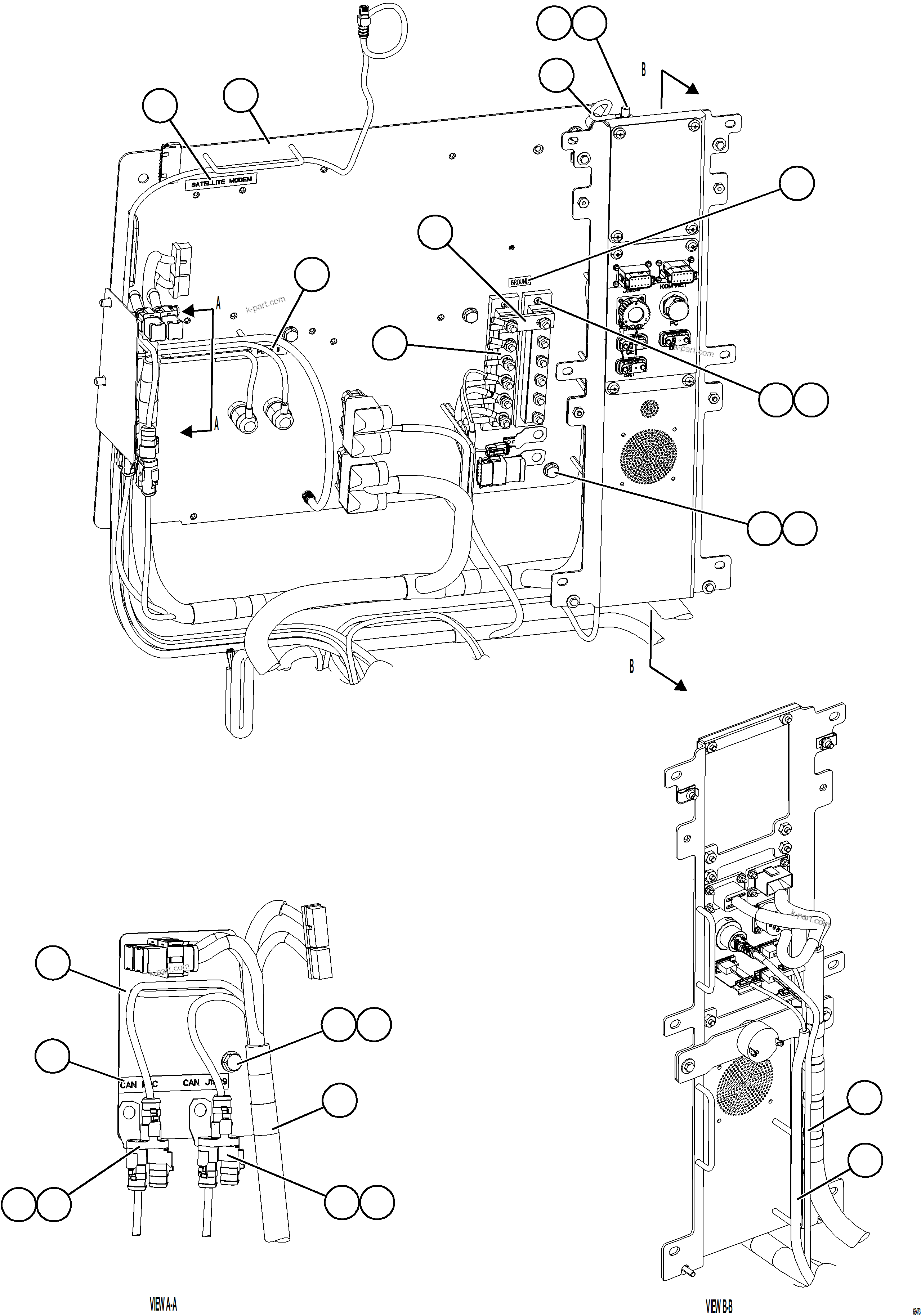 Komatsu parts book diagram for AFE77-AB 830E-5 S/N A50077 - A50078  DOWNER EDI: CAB ELECTRICAL - BACK WALL    2/2