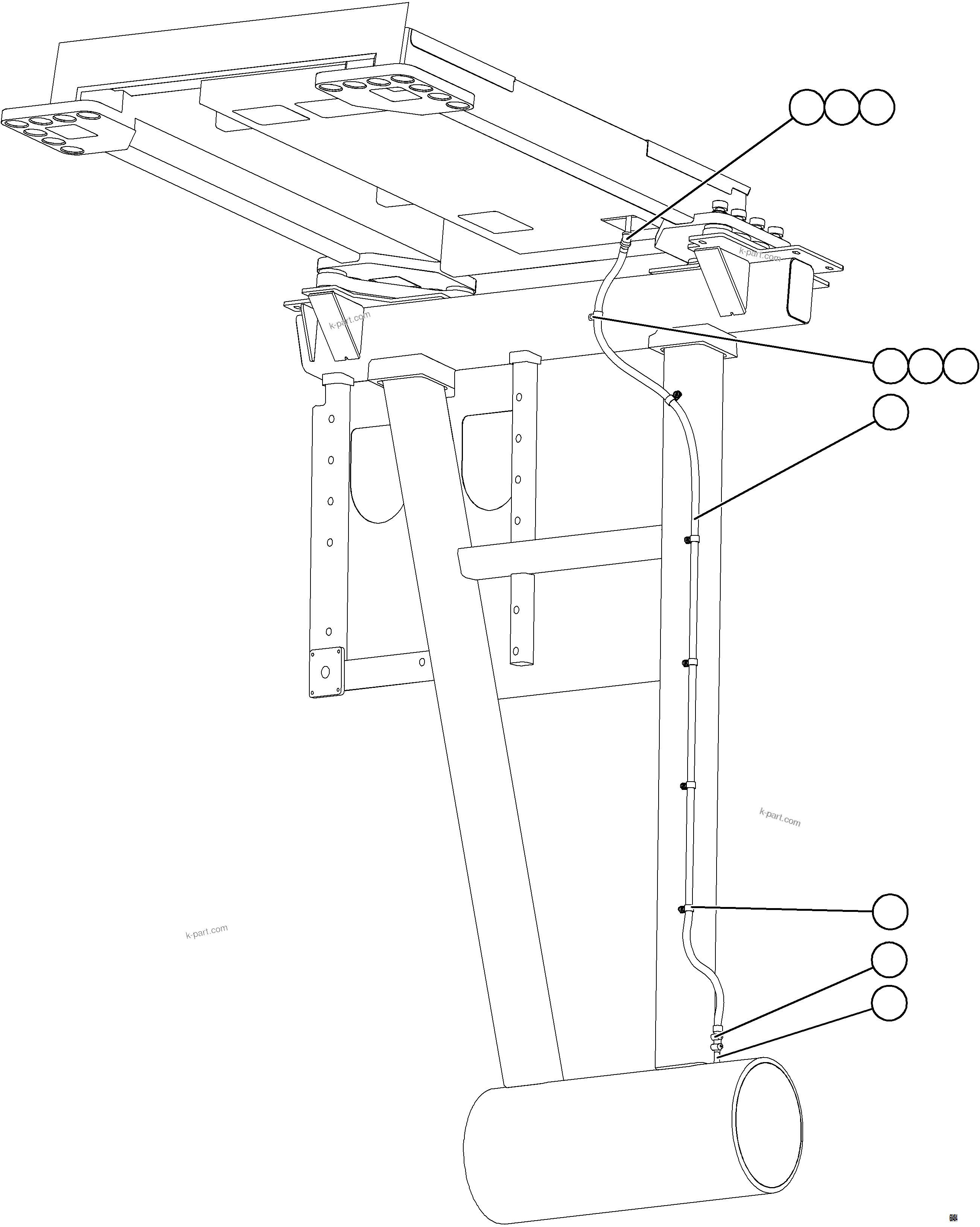 Komatsu parts book diagram for AFE77-AB 830E-5 S/N A50077 - A50078  DOWNER EDI: HEATER/AC DRAIN HOSE INSTALLATION