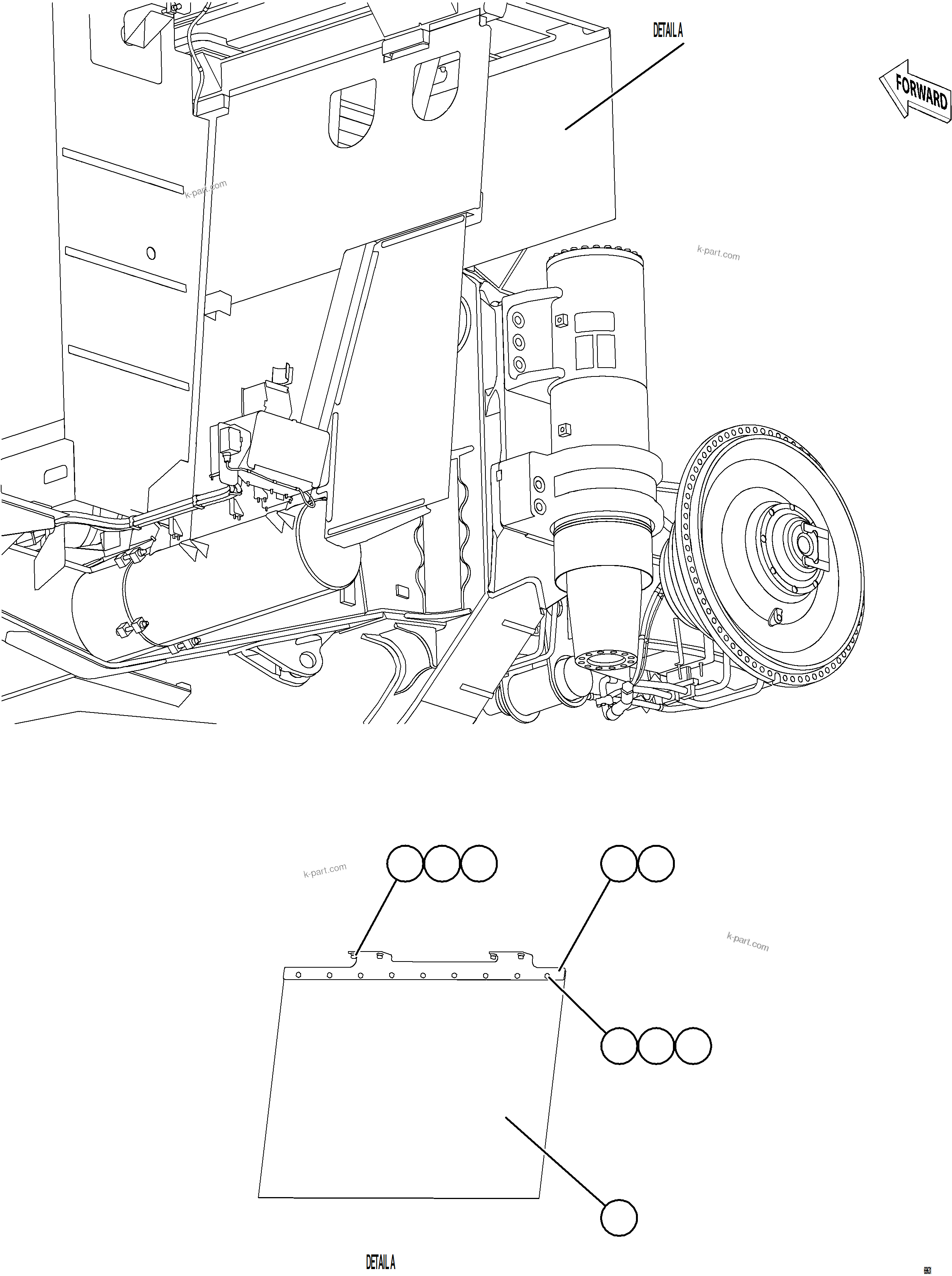 Komatsu parts book diagram for AFE77-AB 830E-5 S/N A50077 - A50078  DOWNER EDI: DECK MUD FLAPS