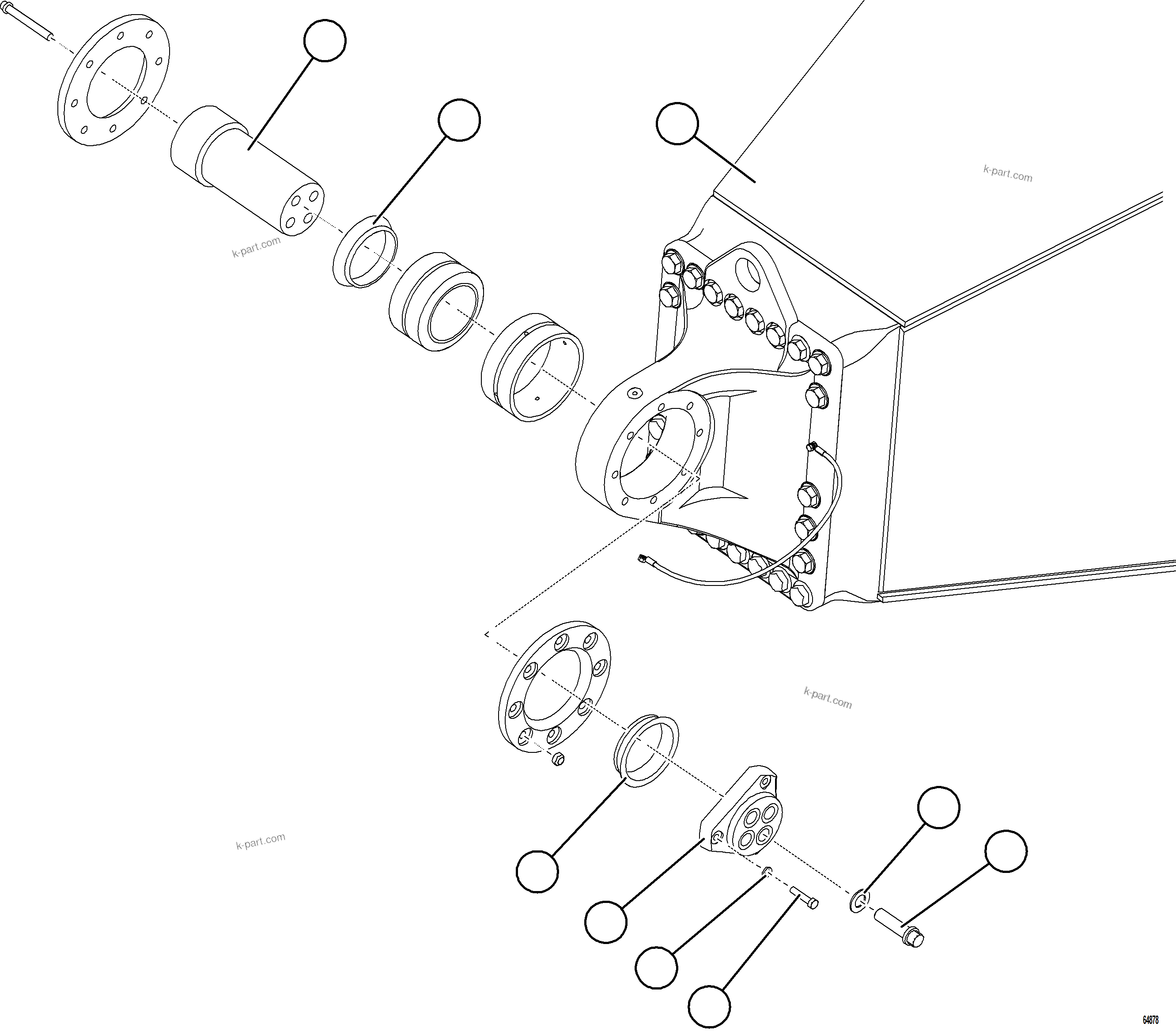 Komatsu parts book diagram for AFE77-AB 830E-5 S/N A50077 - A50078  DOWNER EDI: REAR AXLE HOUSING INSTALLATION
