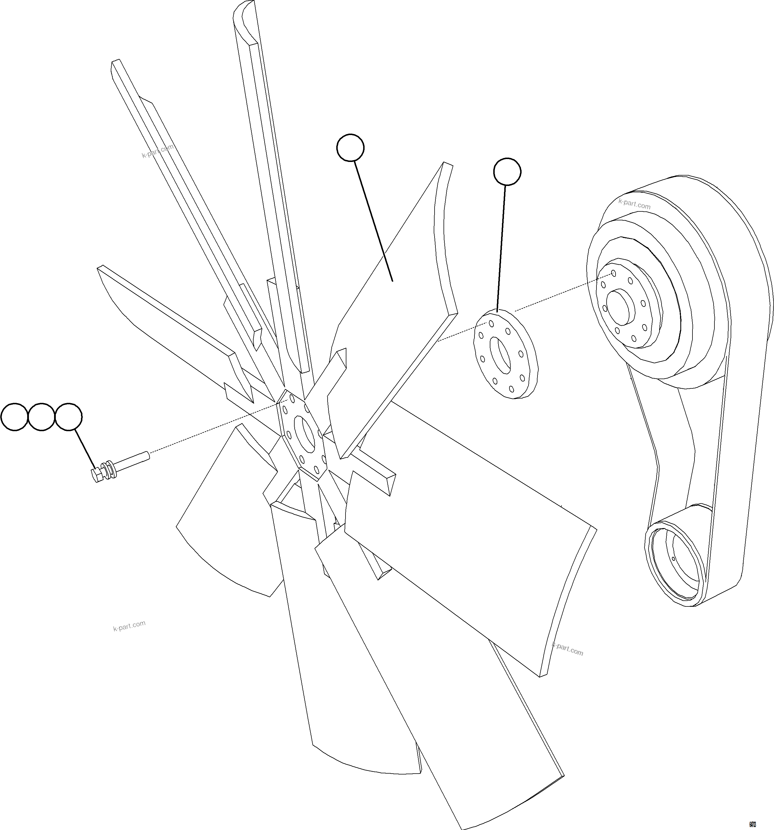 Komatsu parts book diagram for AFE77-AD 830E-5 S/N A50080, A50086  ROBINSON: FAN INSTALLATION