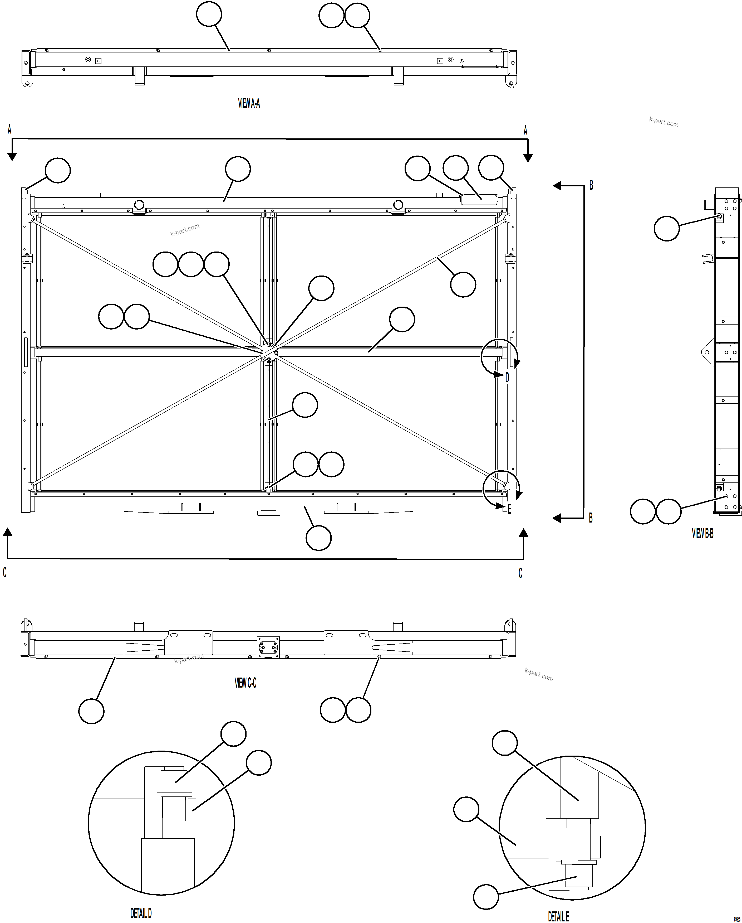 Komatsu parts book diagram for AFE77-AD 830E-5 S/N A50080, A50086  ROBINSON: HIGH TEMPERATURE CORE    58E-03-03000