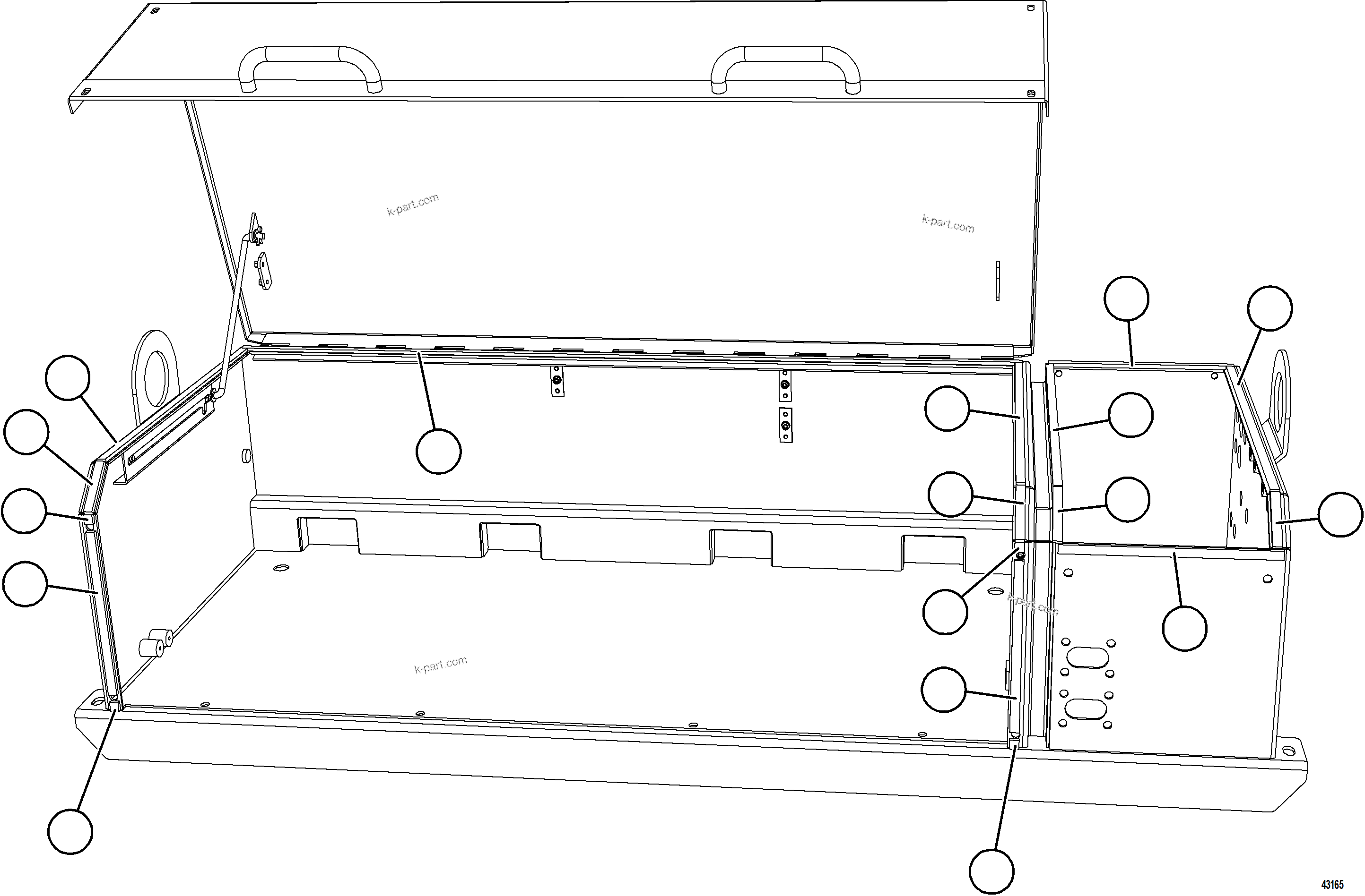 Komatsu parts book diagram for AFE77-AD 830E-5 S/N A50080, A50086  ROBINSON: BATTERY BOX ASSEMBLY    3/6