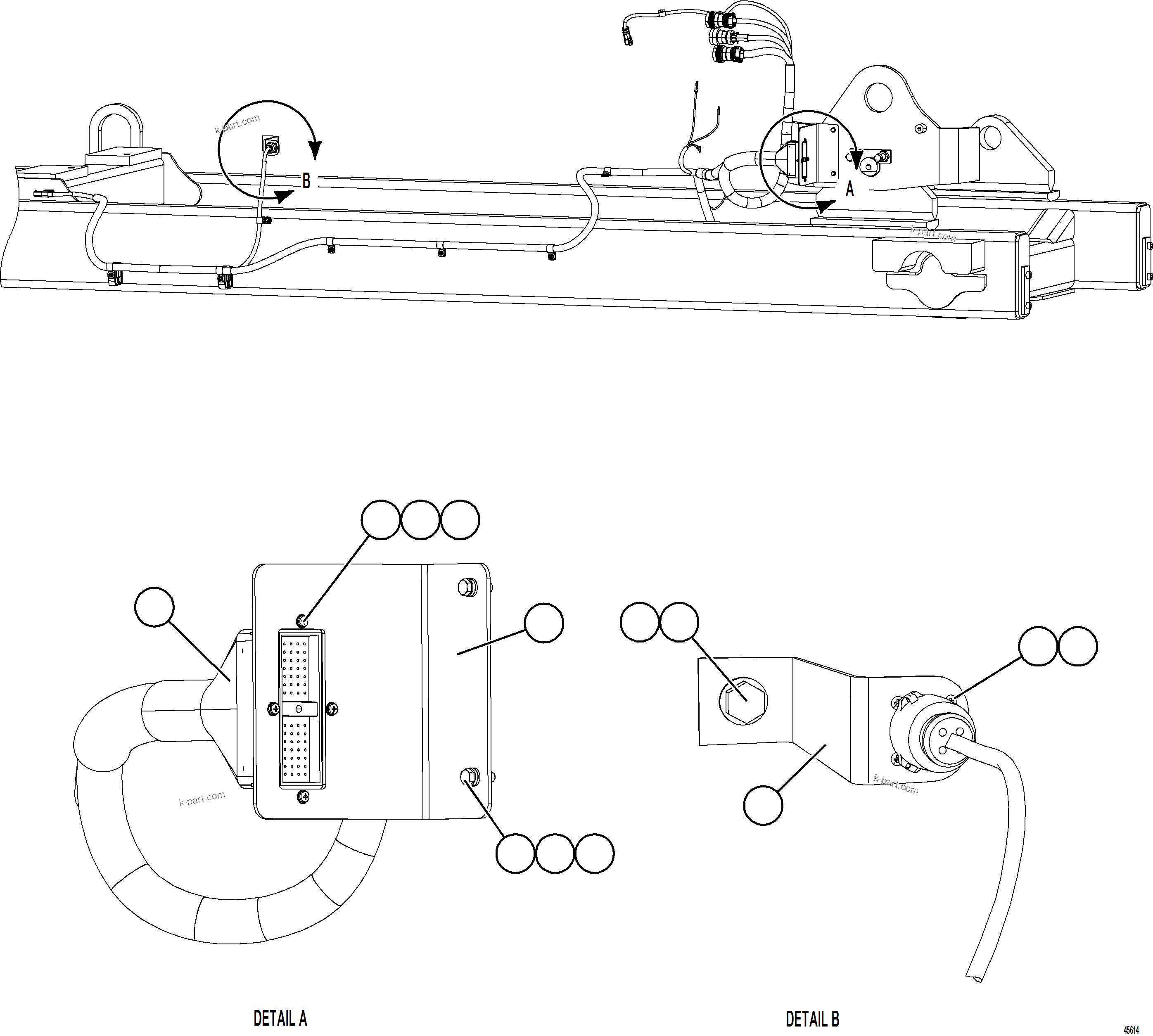 Komatsu parts book diagram for AFE77-AD 830E-5 S/N A50080, A50086  ROBINSON: EXTERNAL ENGINE WIRING HARNESS INSTALLATION