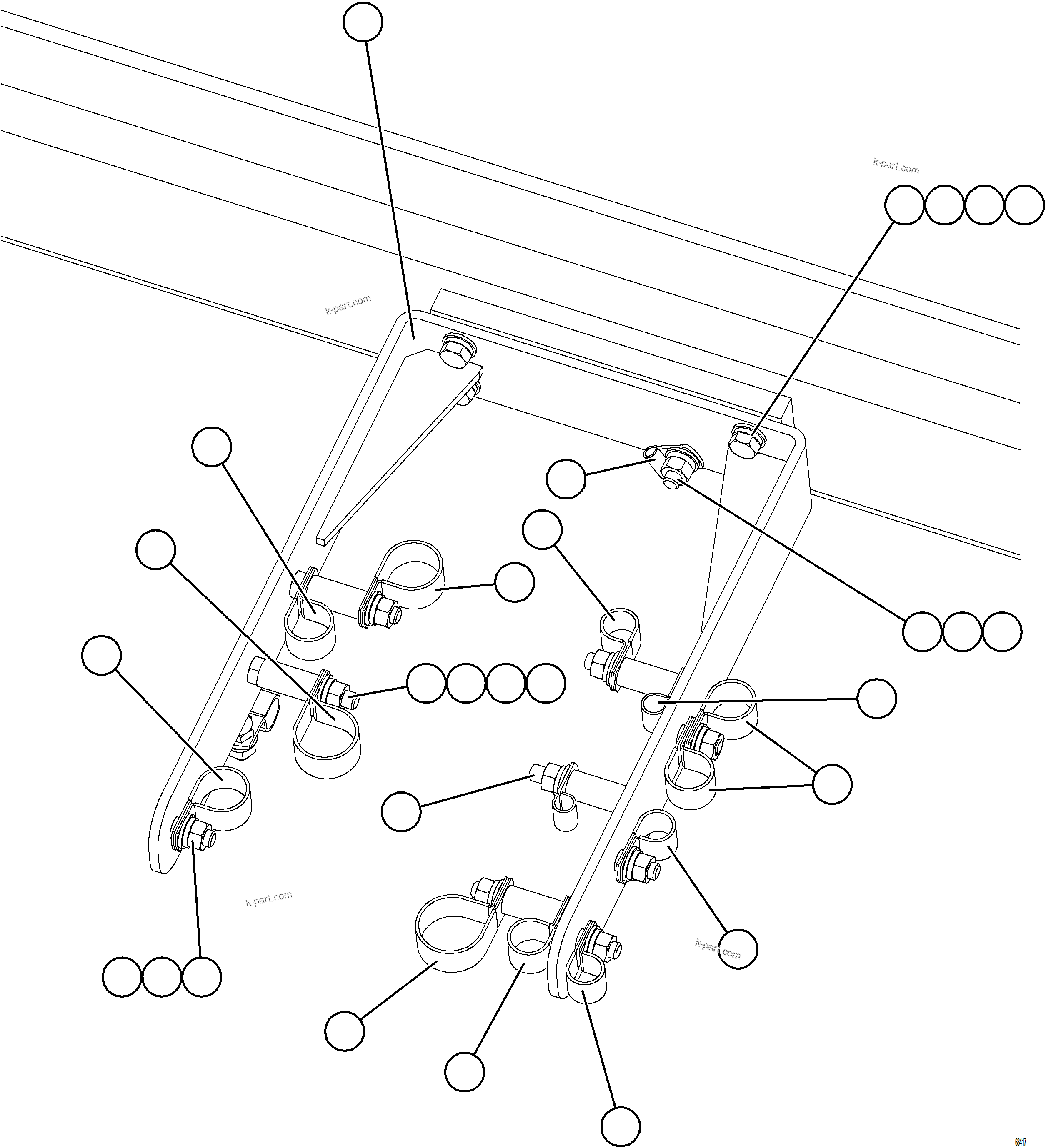 Komatsu parts book diagram for AFE77-AD 830E-5 S/N A50080, A50086  ROBINSON: AUXILIARY CONTROL CABINET EXTERNAL WIRING CLAMPING