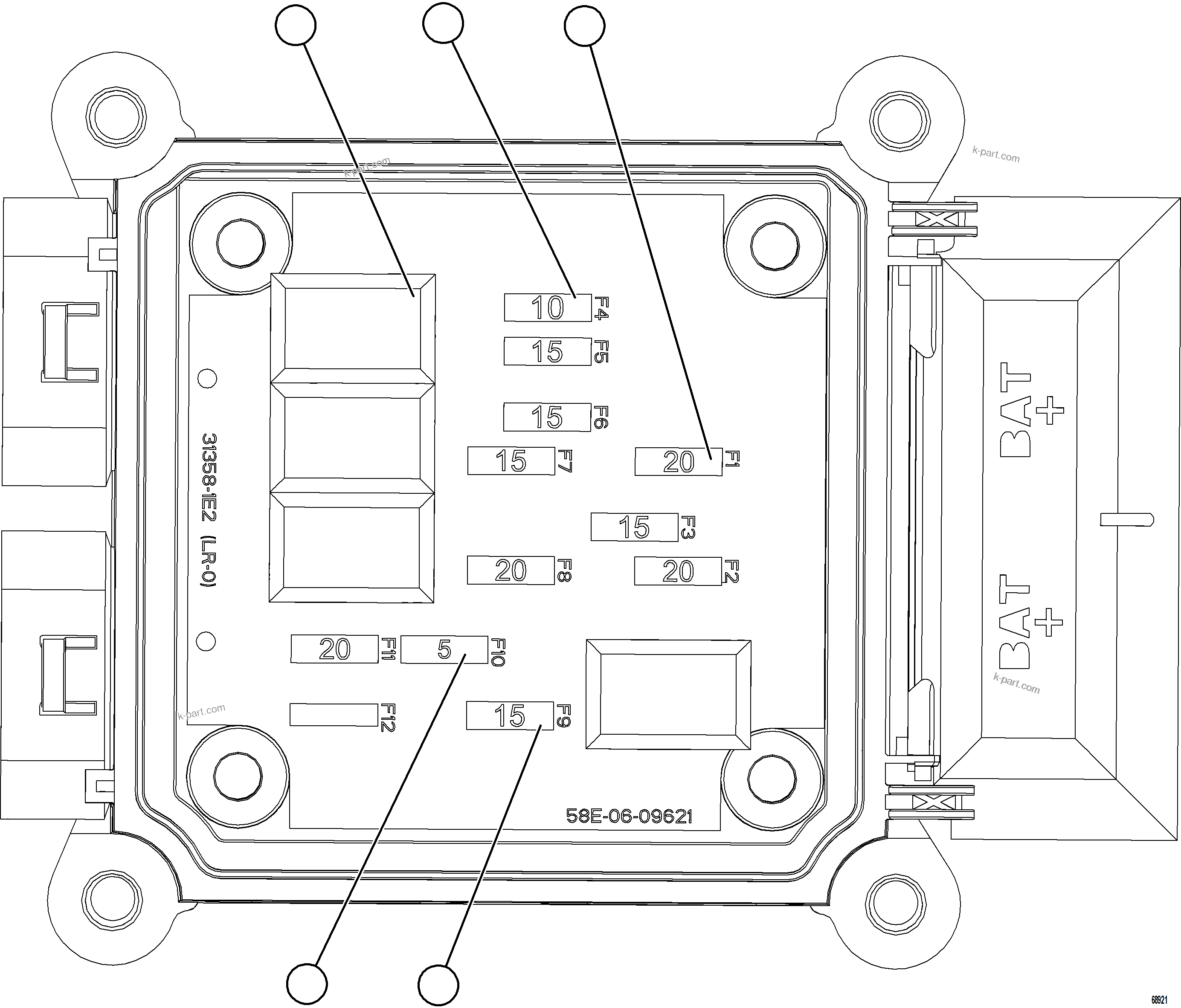 Komatsu parts book diagram for AFE77-AD 830E-5 S/N A50080, A50086  ROBINSON: VEHICLE ELECTRICAL CENTER VEC-92    58E-06-09621