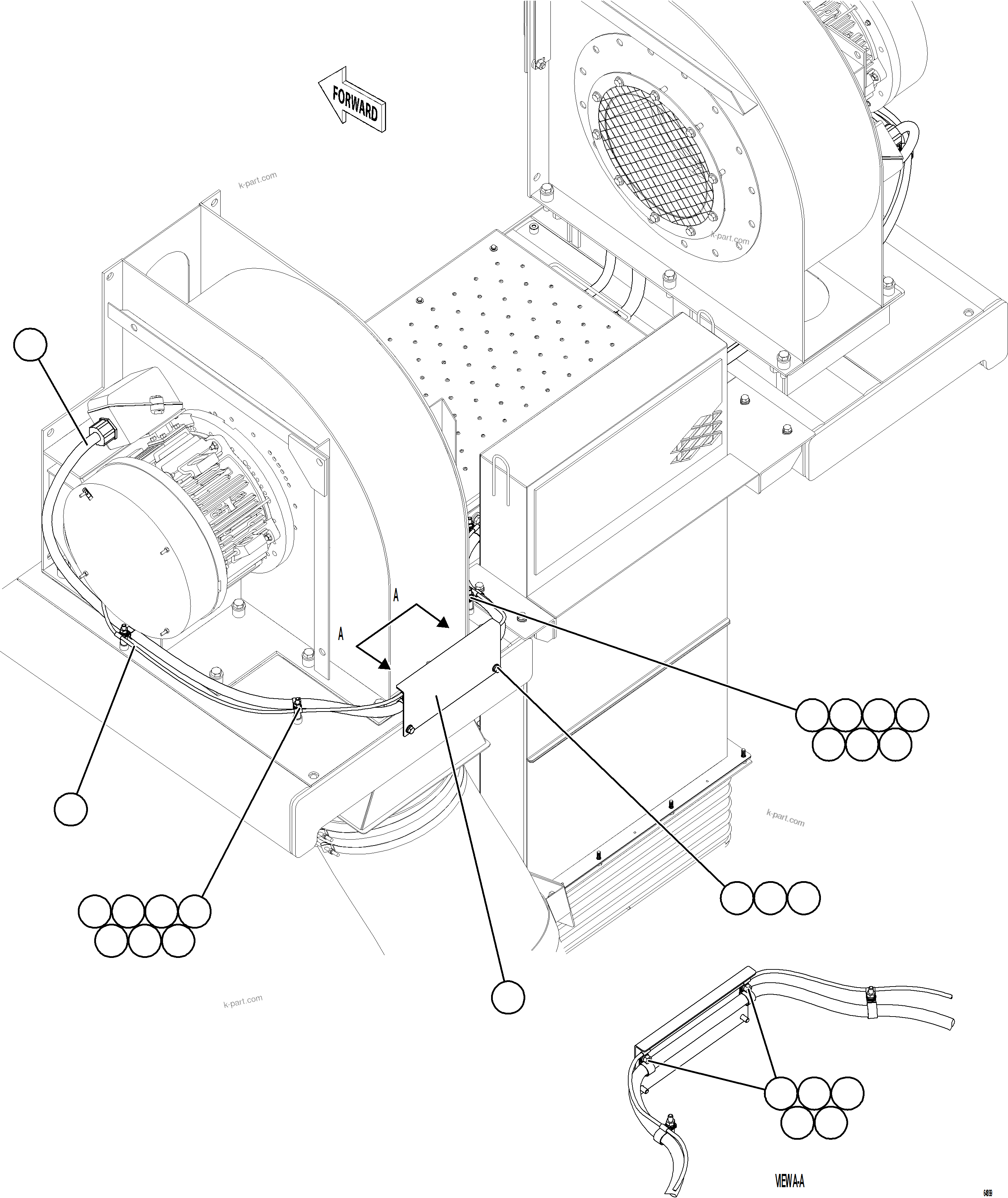 Komatsu parts book diagram for AFE77-AD 830E-5 S/N A50080, A50086  ROBINSON: CONTROL CABINET EXTERNAL WIRING - AUX BLOWERS  2/2