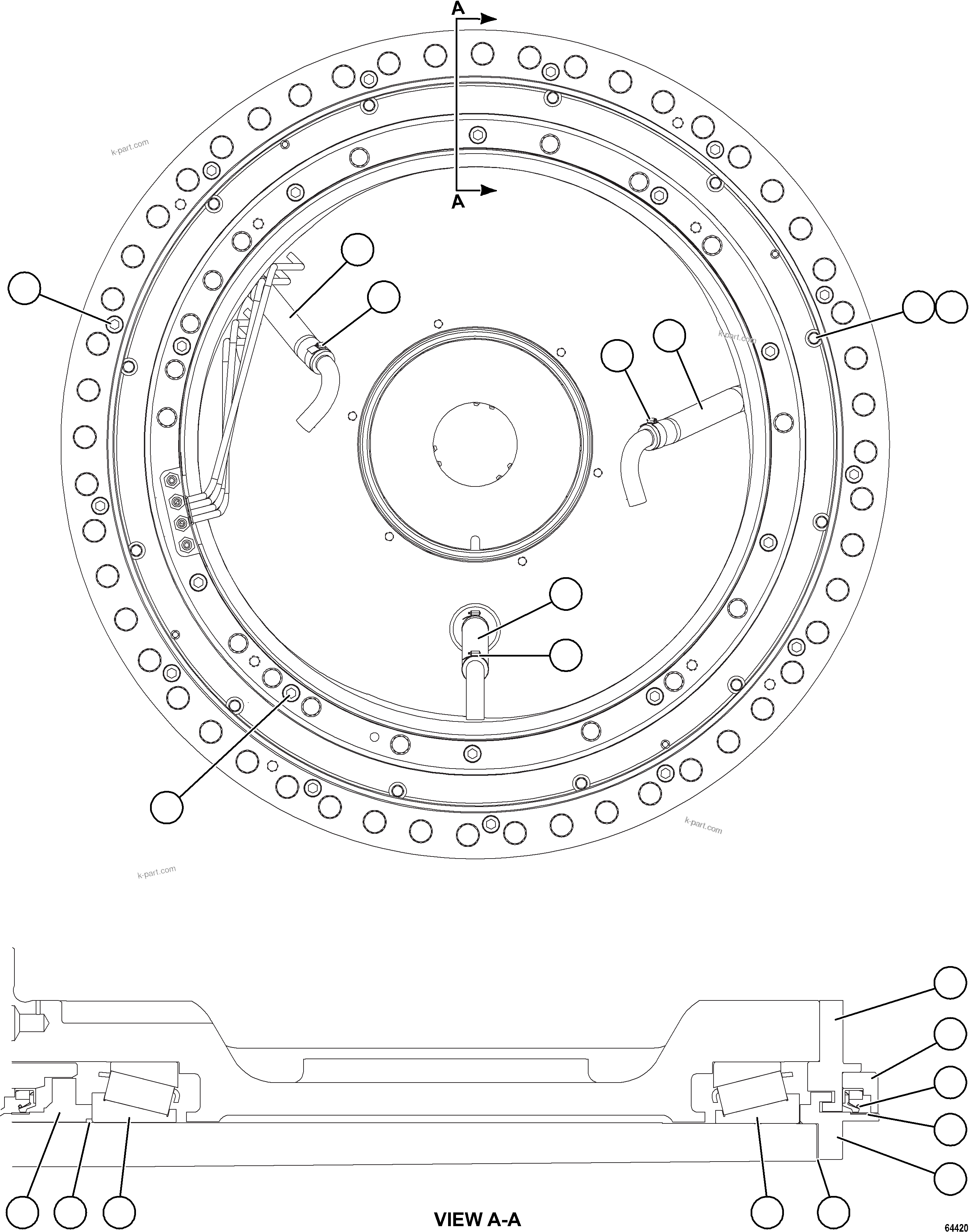Komatsu parts book diagram for AFE77-AD 830E-5 S/N A50080, A50086  ROBINSON: WHEEL MOTOR    5/8    58E-22-00401