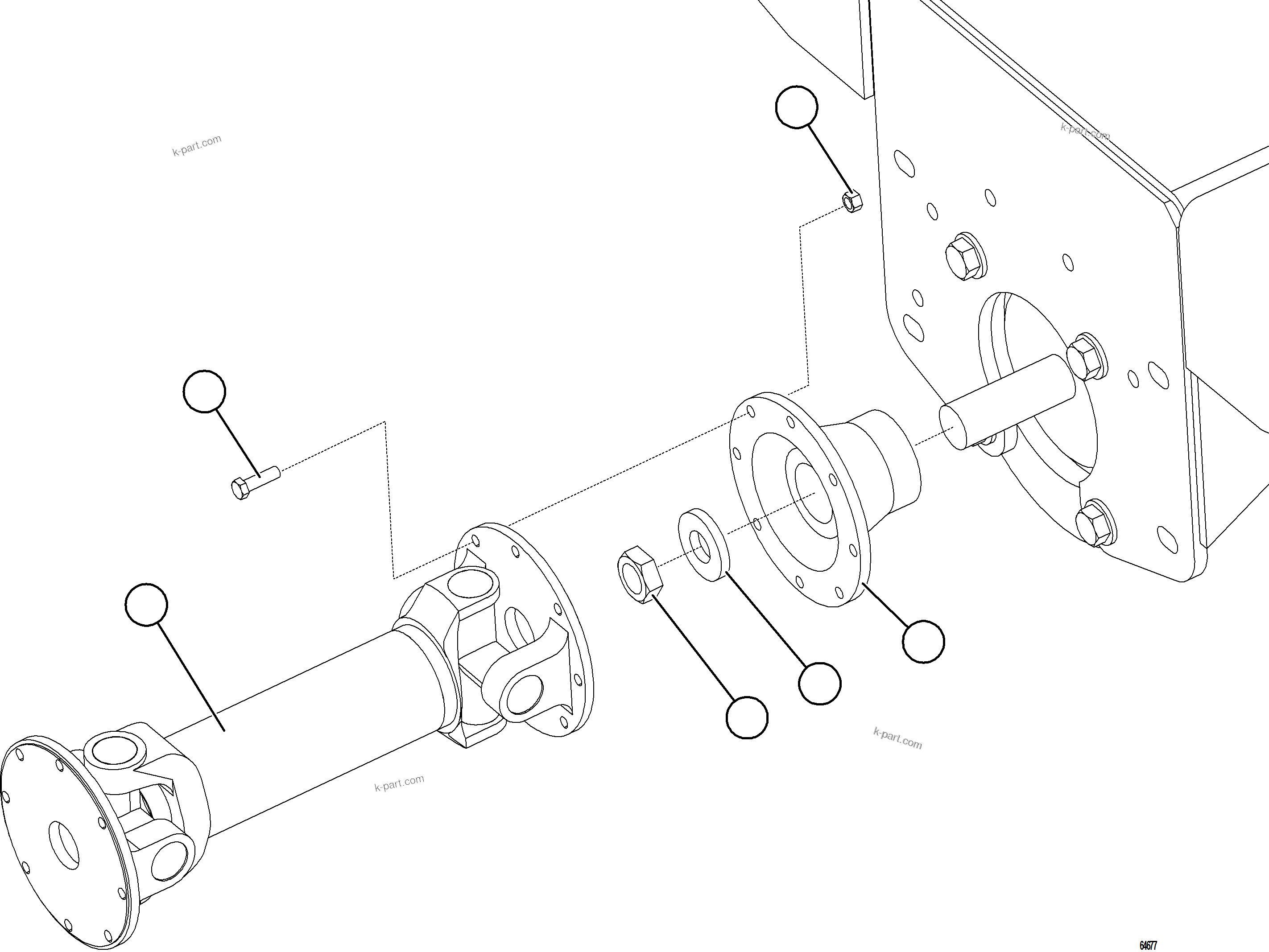 Komatsu parts book diagram for AFE77-AD 830E-5 S/N A50080, A50086  ROBINSON: DRIVESHAFT INSTALLATION - HOIST PUMP