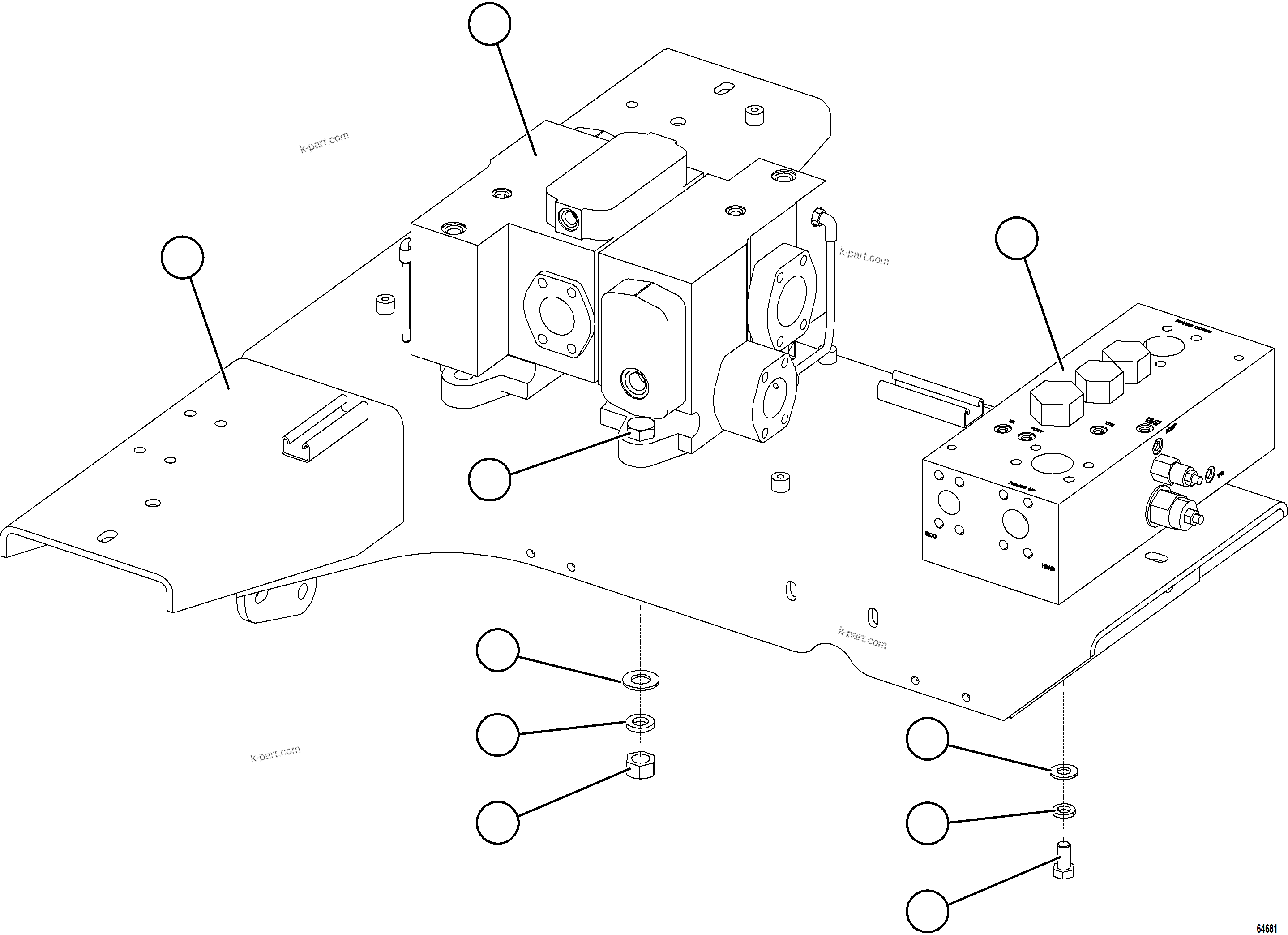Komatsu parts book diagram for AFE77-AD 830E-5 S/N A50080, A50086  ROBINSON: HOIST VALVE & OVERCENTER VALVE INSTALLATION