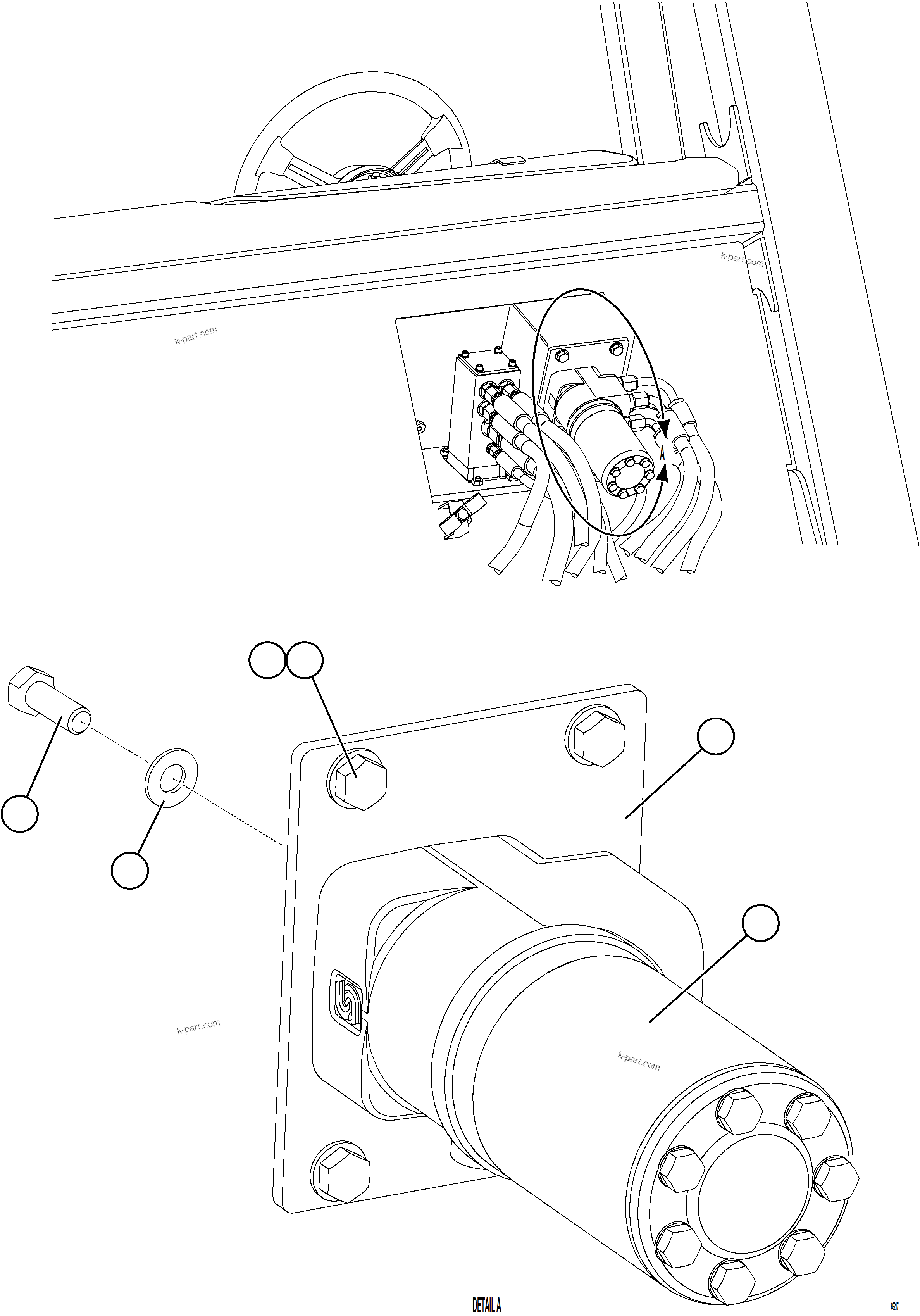 Komatsu parts book diagram for AFE77-AD 830E-5 S/N A50080, A50086  ROBINSON: STEERING CONTROL UNIT INSTALLATION