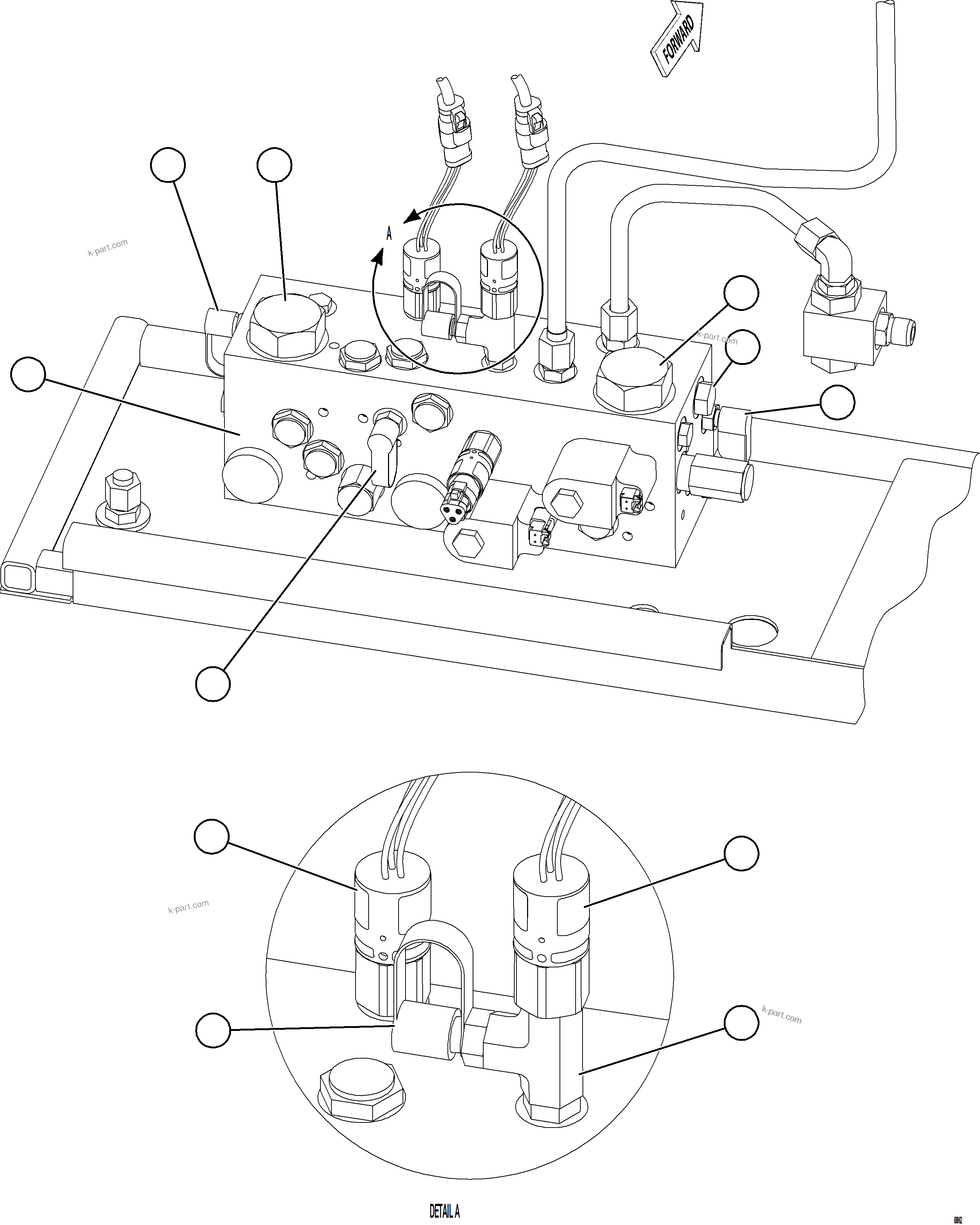 Komatsu parts book diagram for AFE77-AD 830E-5 S/N A50080, A50086  ROBINSON: BRAKE MANIFOLD COMPONENTS