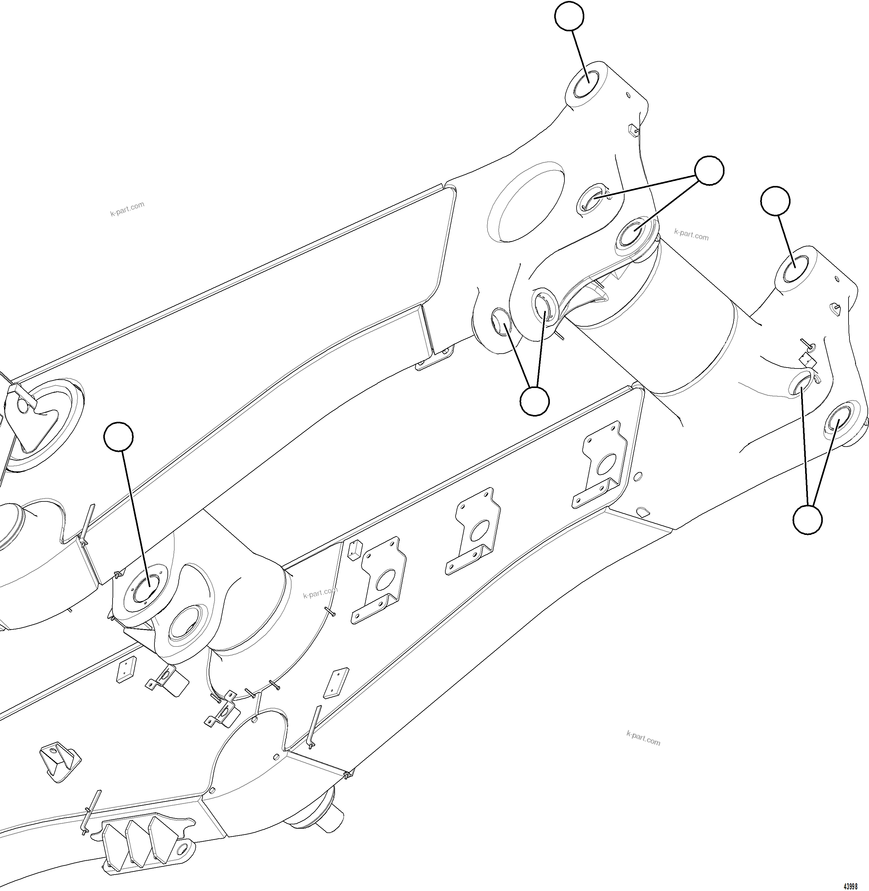 Komatsu parts book diagram for AFE77-AD 830E-5 S/N A50080, A50086  ROBINSON: PIN BORE WEAR SLEEVES