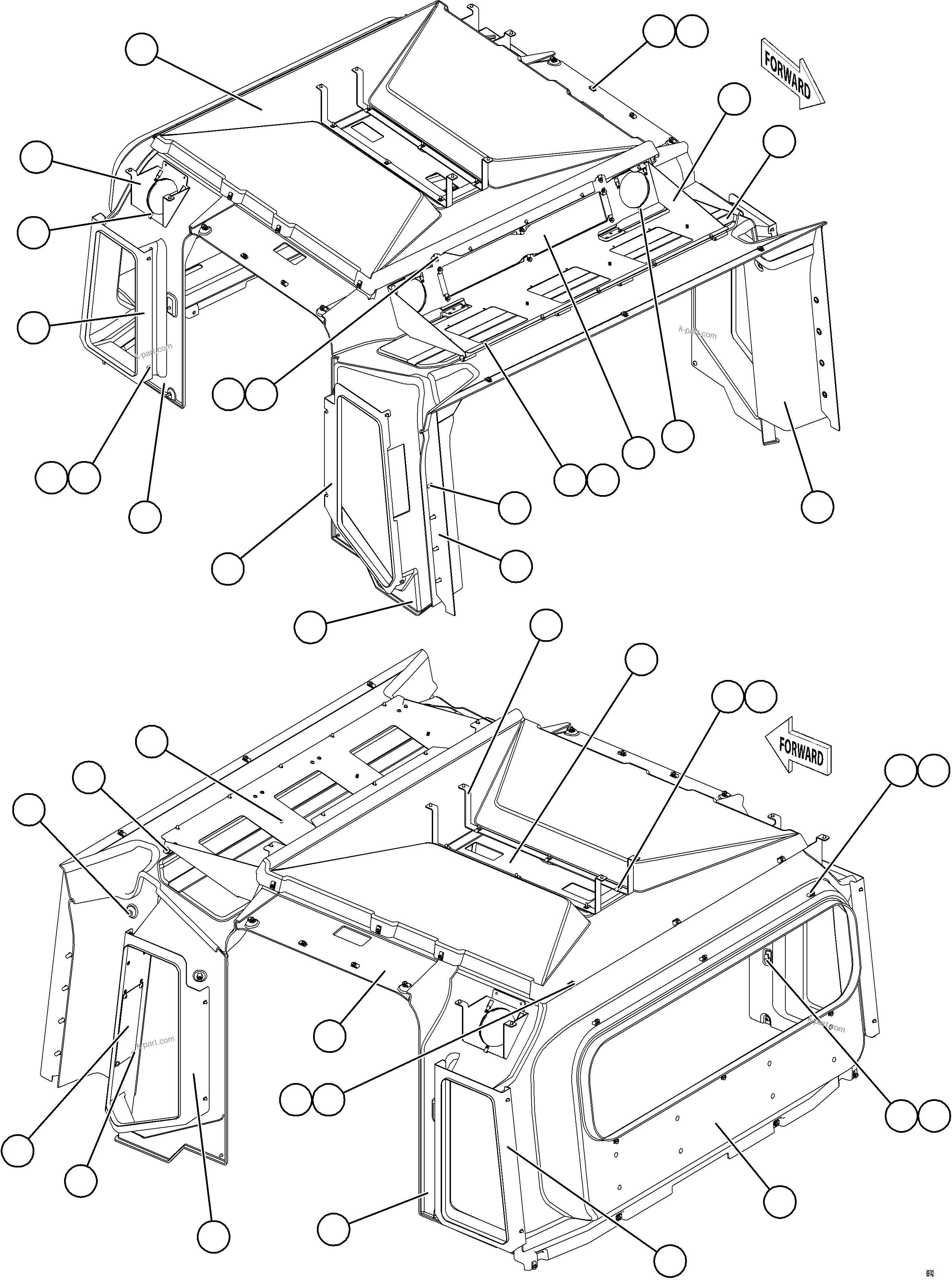 Komatsu parts book diagram for AFE77-AD 830E-5 S/N A50080, A50086  ROBINSON: CAB INTERIOR TRIM