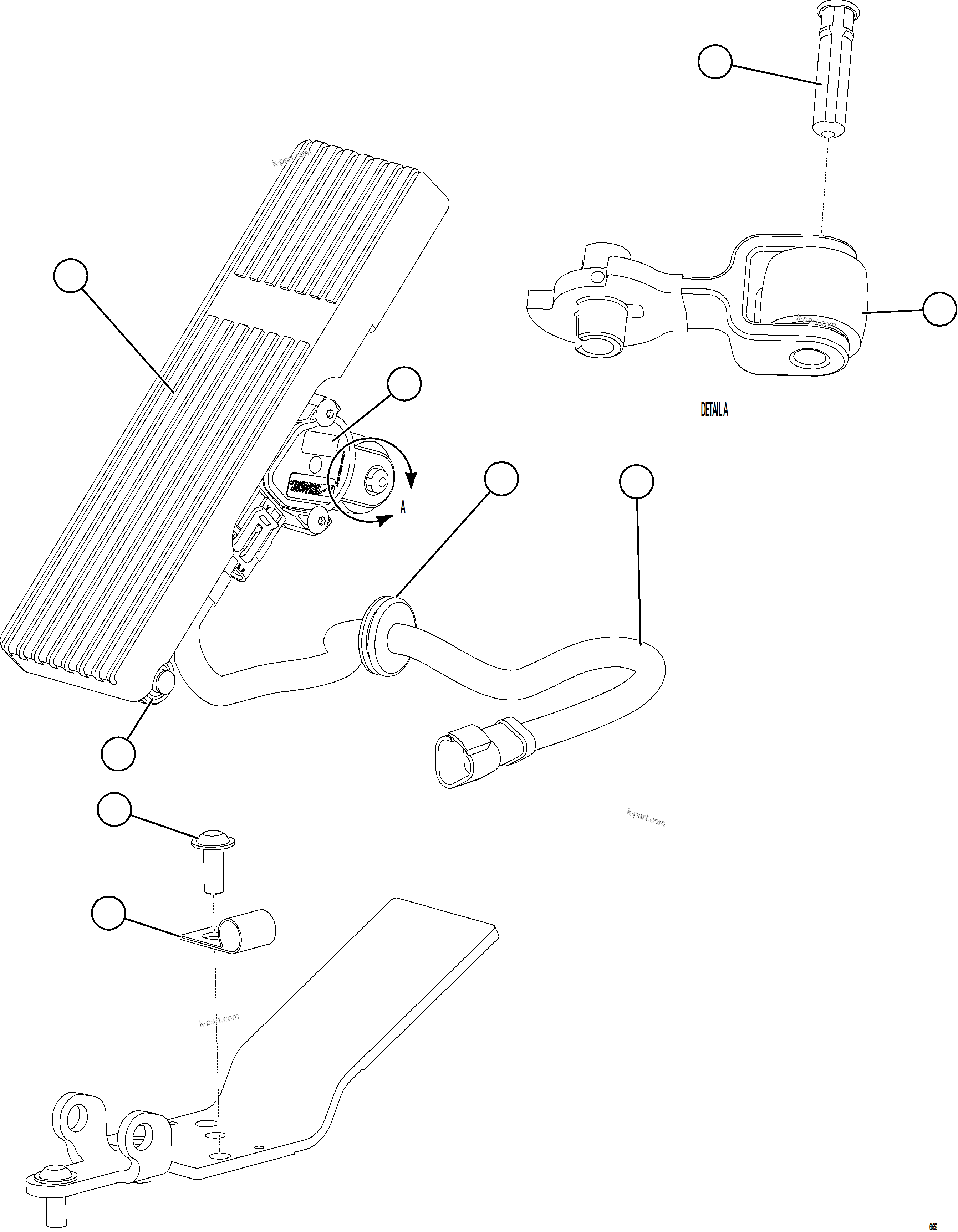 Komatsu parts book diagram for AFE77-AD 830E-5 S/N A50080, A50086  ROBINSON: ACCELERATOR PEDAL INSTALLATION