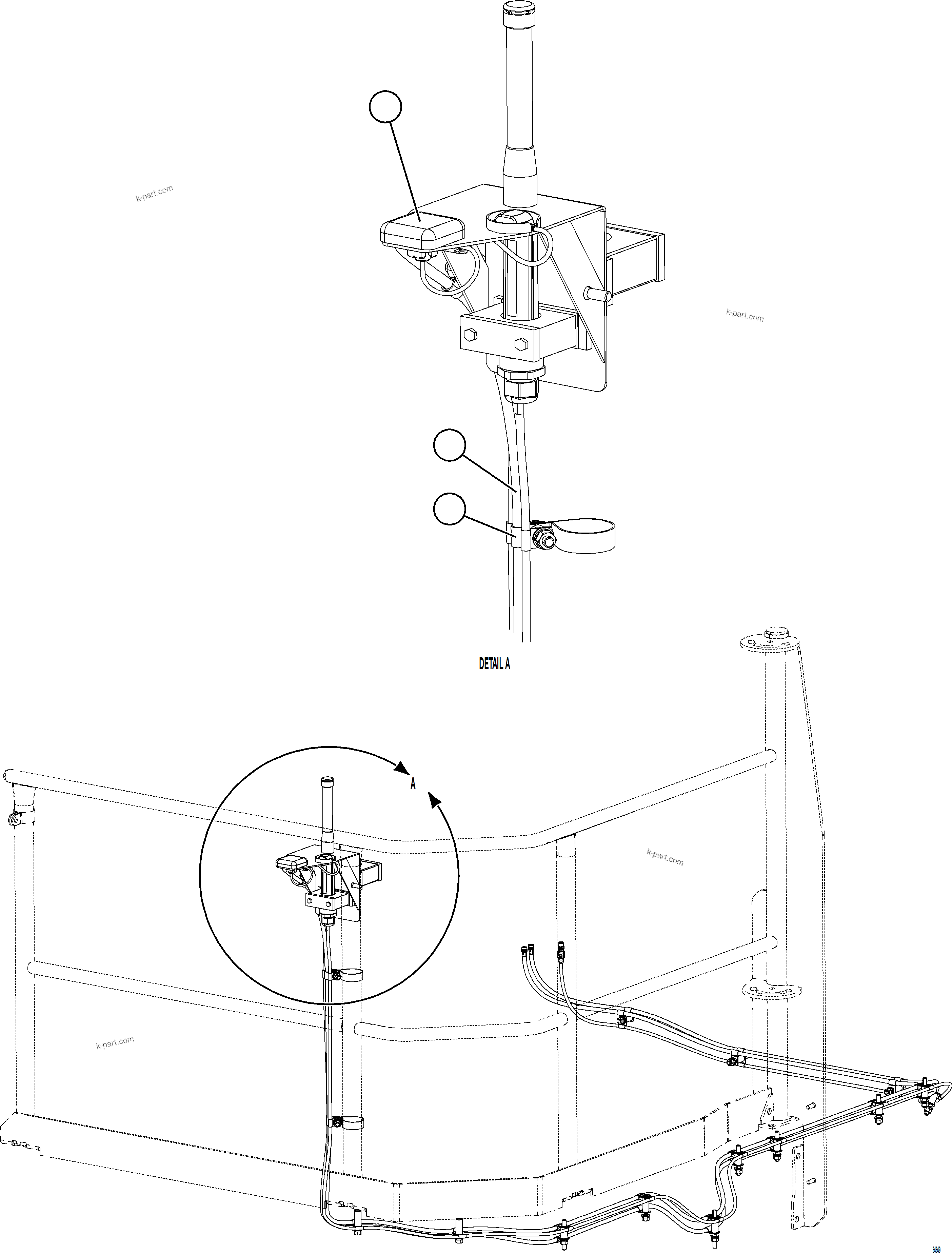 Komatsu parts book diagram for AFE77-AD 830E-5 S/N A50080, A50086  ROBINSON: IRIDIUM SATELLITE ANTENNA INSTALLATION