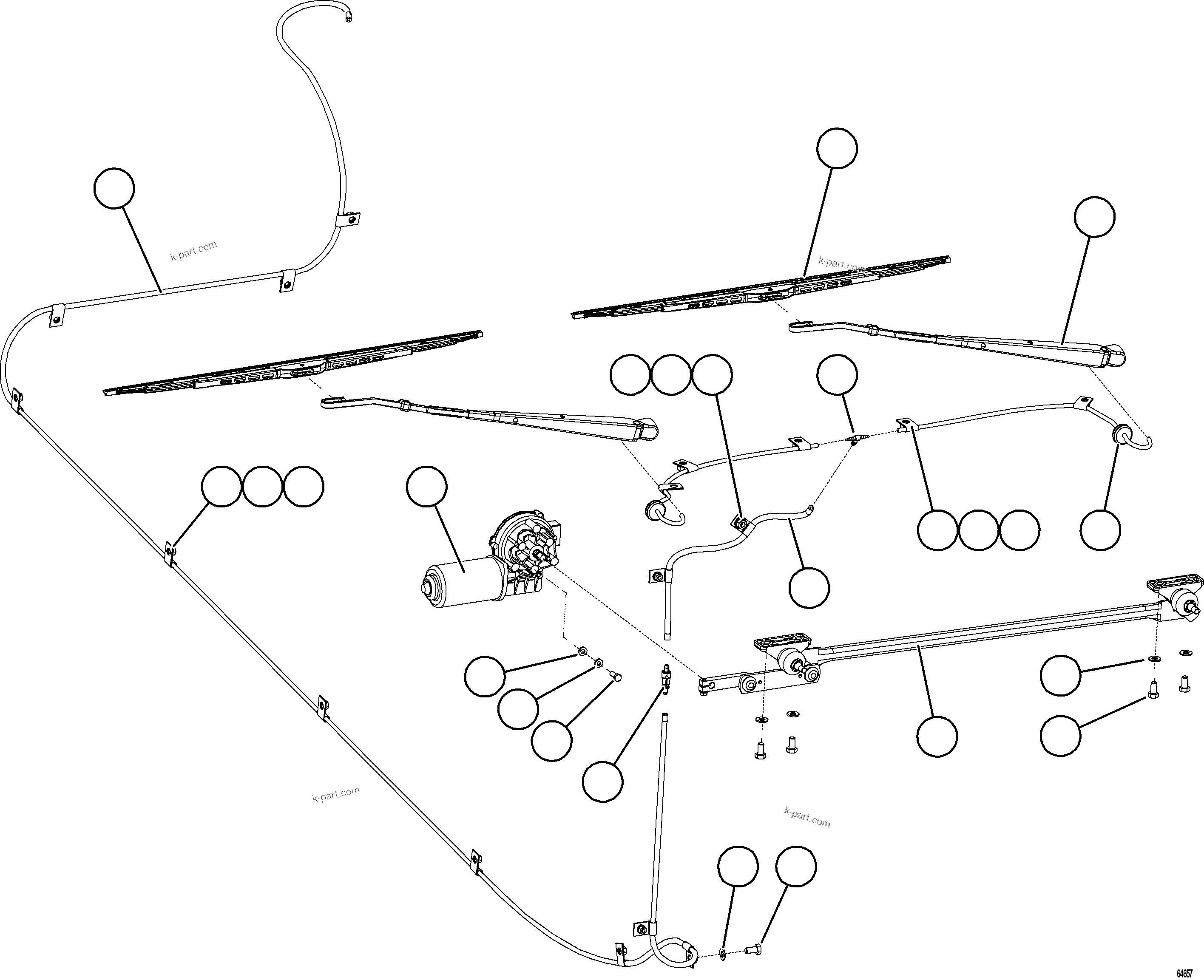 Komatsu parts book diagram for AFE77-AD 830E-5 S/N A50080, A50086  ROBINSON: WINDSHIELD WIPER INSTALLATION