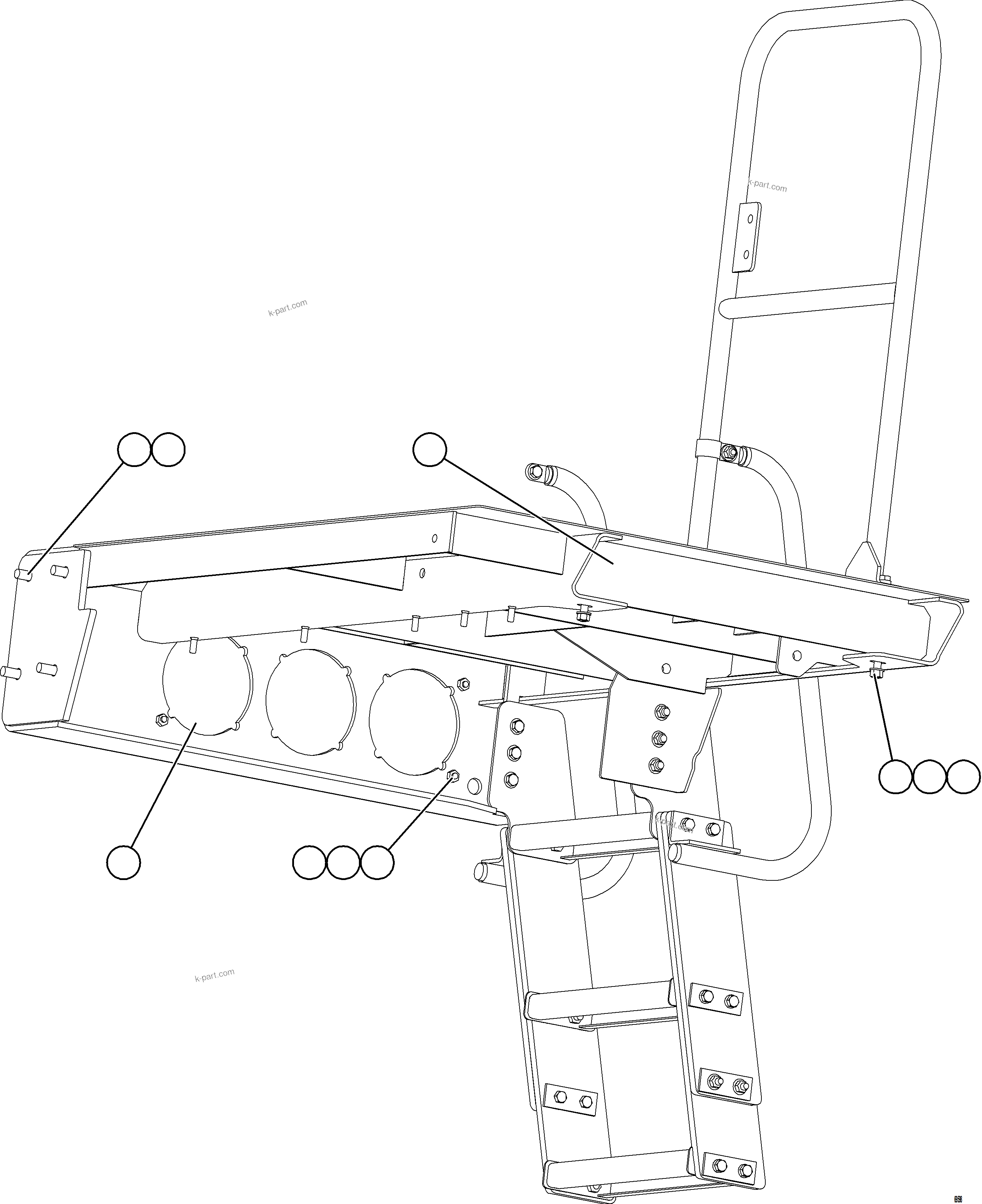 Komatsu parts book diagram for AFE77-AD 830E-5 S/N A50080, A50086  ROBINSON: RH LOWER PLATFORM INSTALLATION