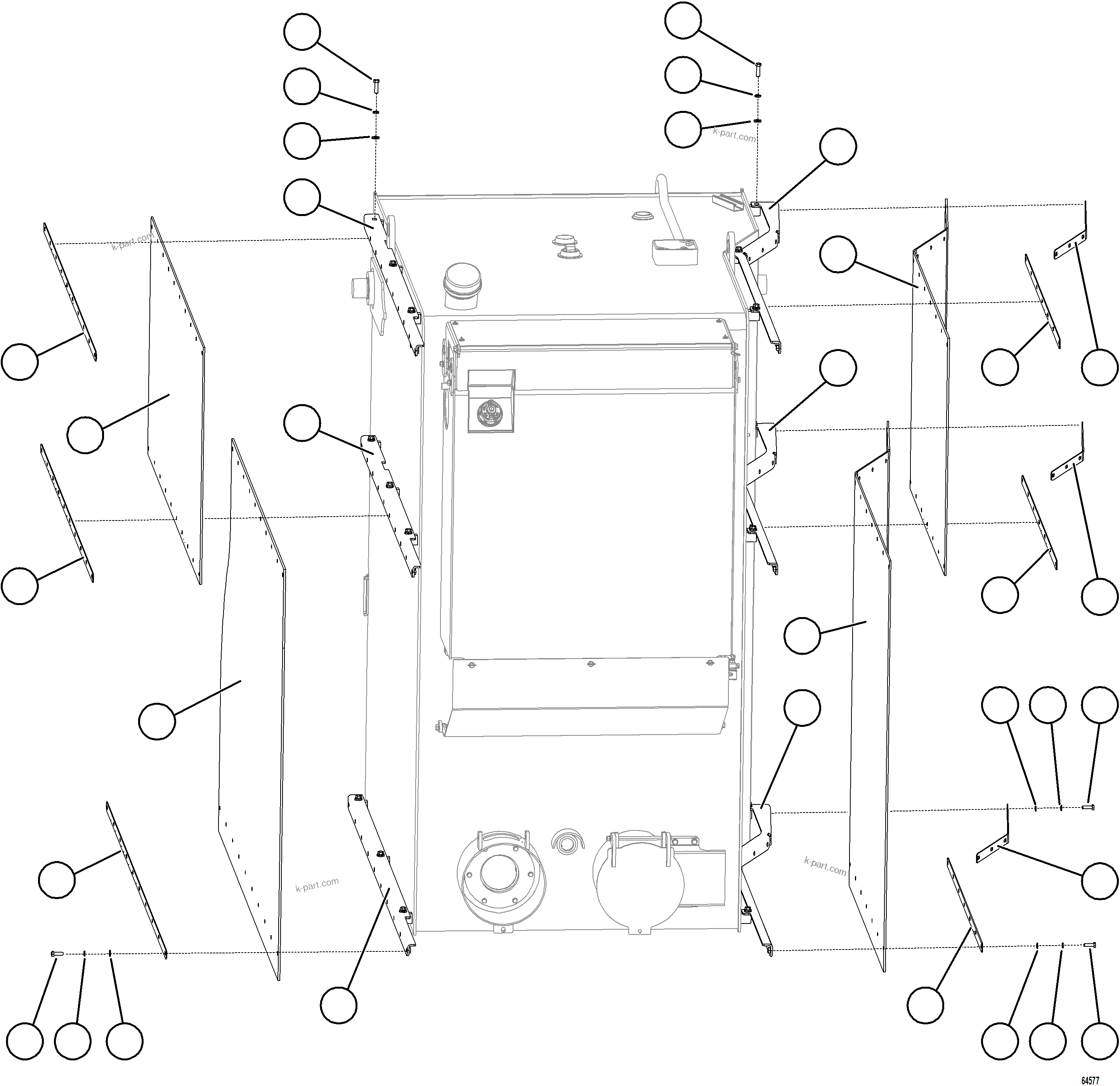 Komatsu parts book diagram for AFE77-AD 830E-5 S/N A50080, A50086  ROBINSON: FUEL TANK MUD FLAPS (OPTIONAL)