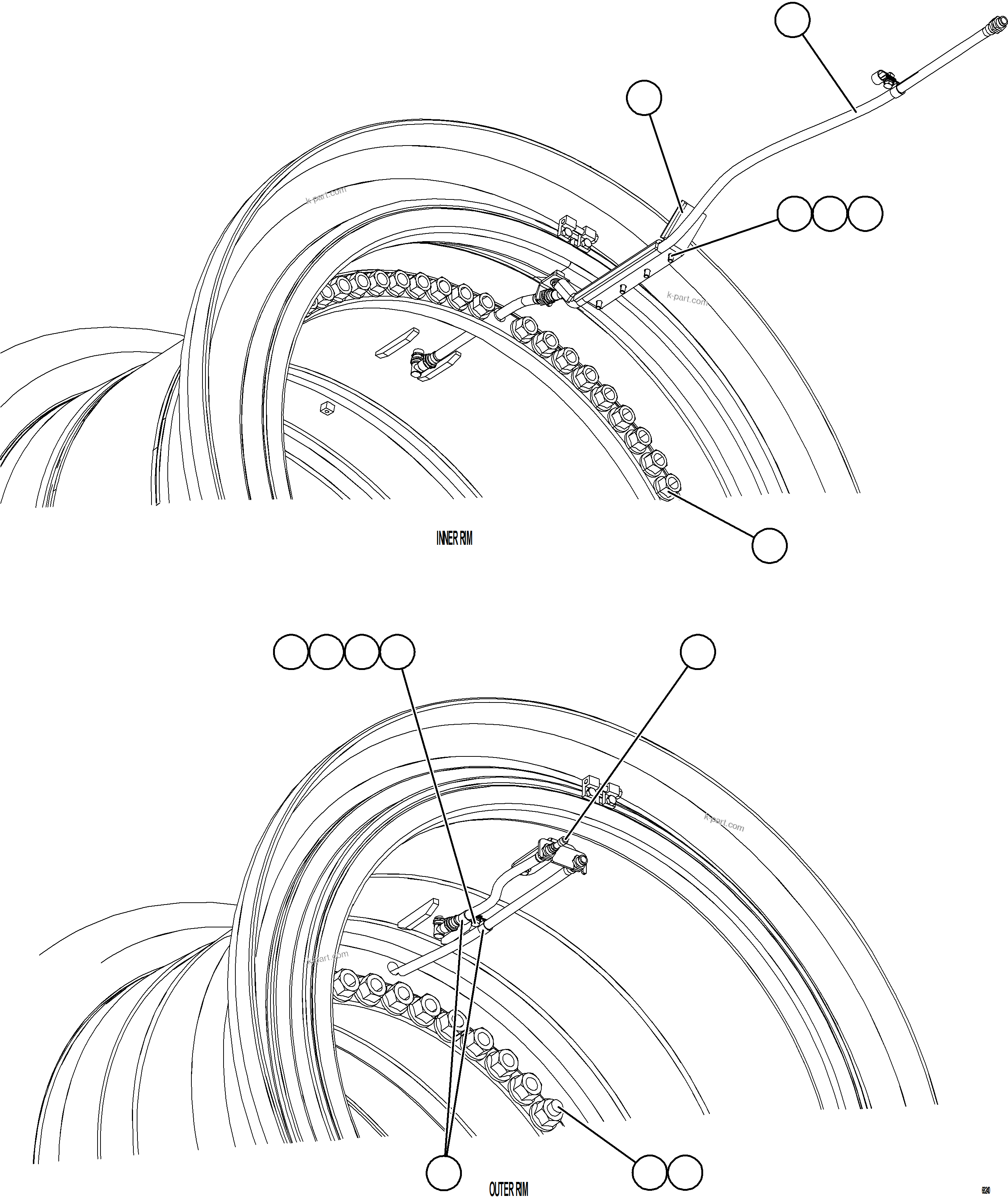 Komatsu parts book diagram for AFE77-AD 830E-5 S/N A50080, A50086  ROBINSON: REAR WHEEL INSTALLATION, SMART