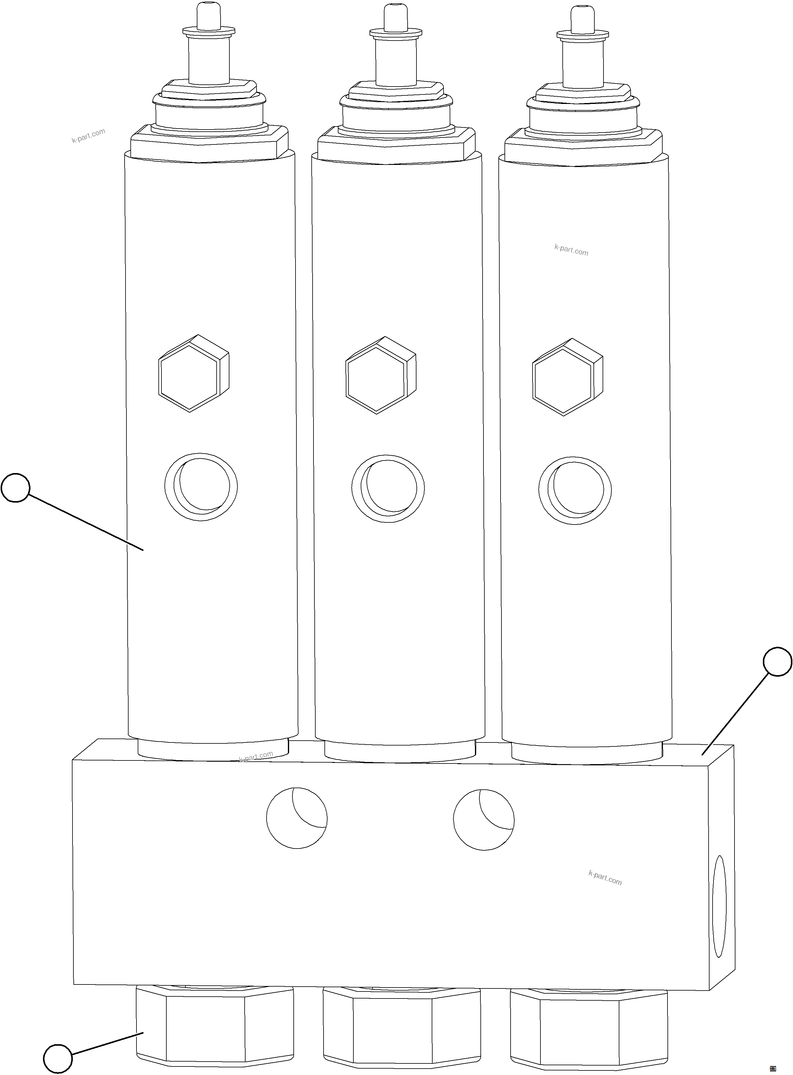 Komatsu parts book diagram for AFE77-AD 830E-5 S/N A50080, A50086  ROBINSON: 3-PIECE INJECTOR ASSEMBLY    TA4410