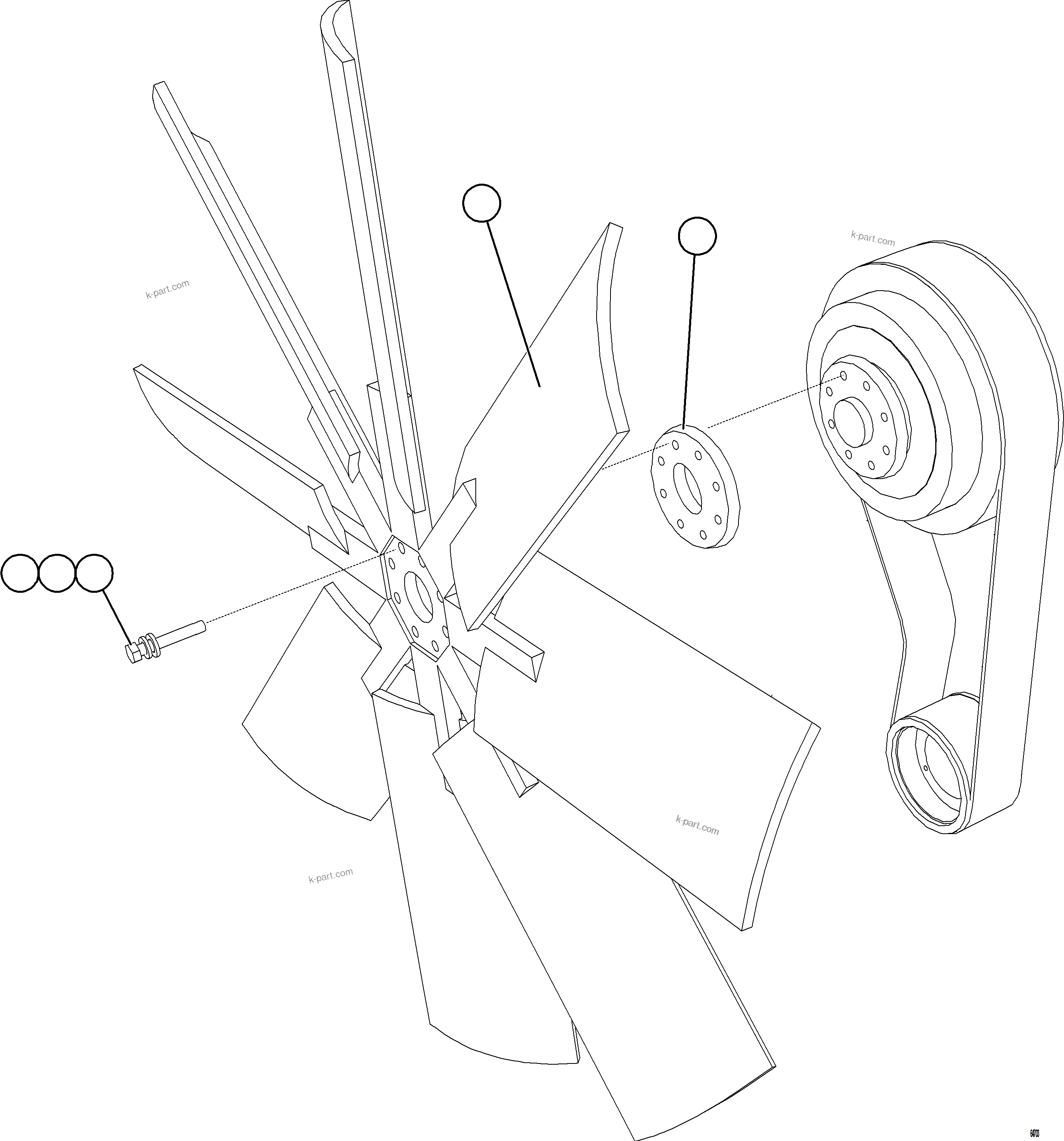 Komatsu parts book diagram for AFE77-D 830E-5 S/N A50007 & A50018  UNITED TACONITE: FAN INSTALLATION