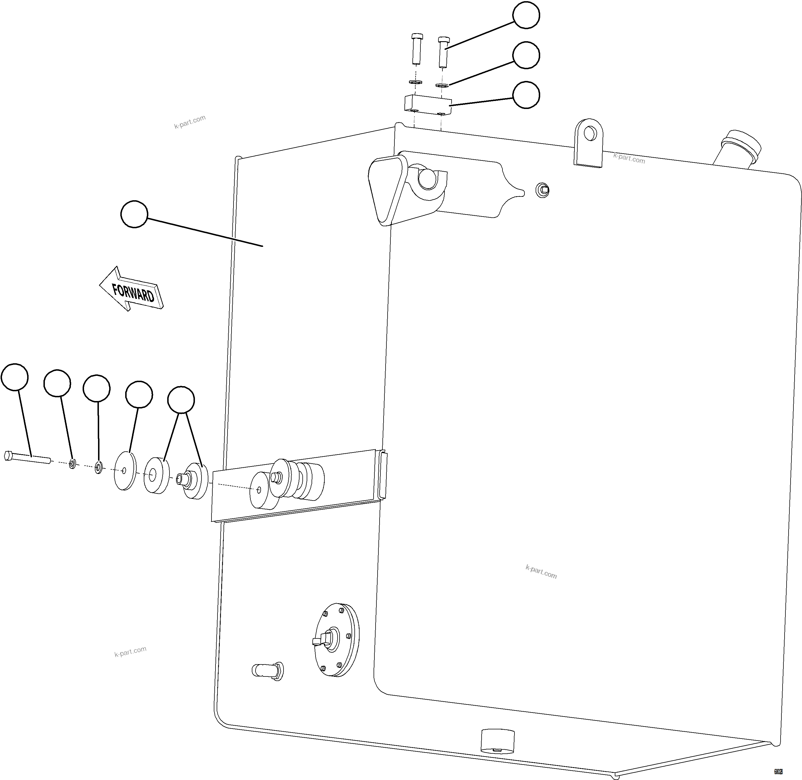 Komatsu parts book diagram for AFE77-D 830E-5 S/N A50007 & A50018  UNITED TACONITE: FUEL TANK MOUNTING