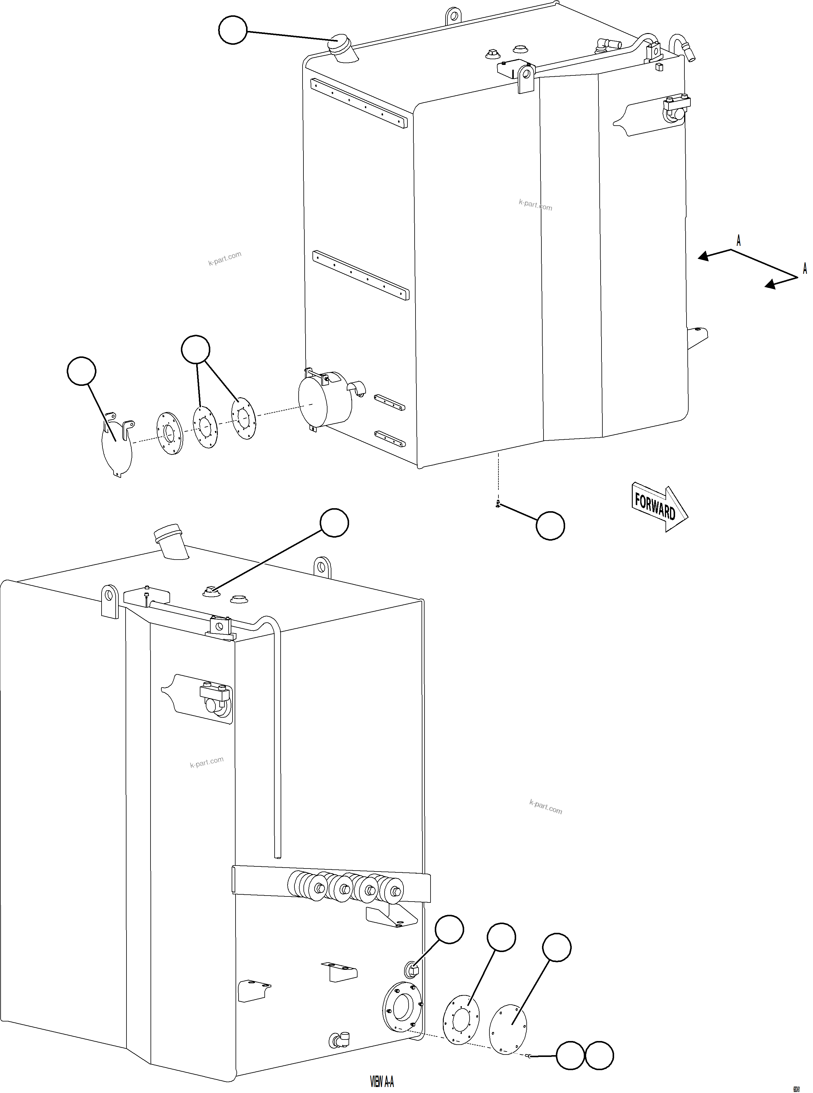 Komatsu parts book diagram for AFE77-D 830E-5 S/N A50007 & A50018  UNITED TACONITE: FUEL TANK
