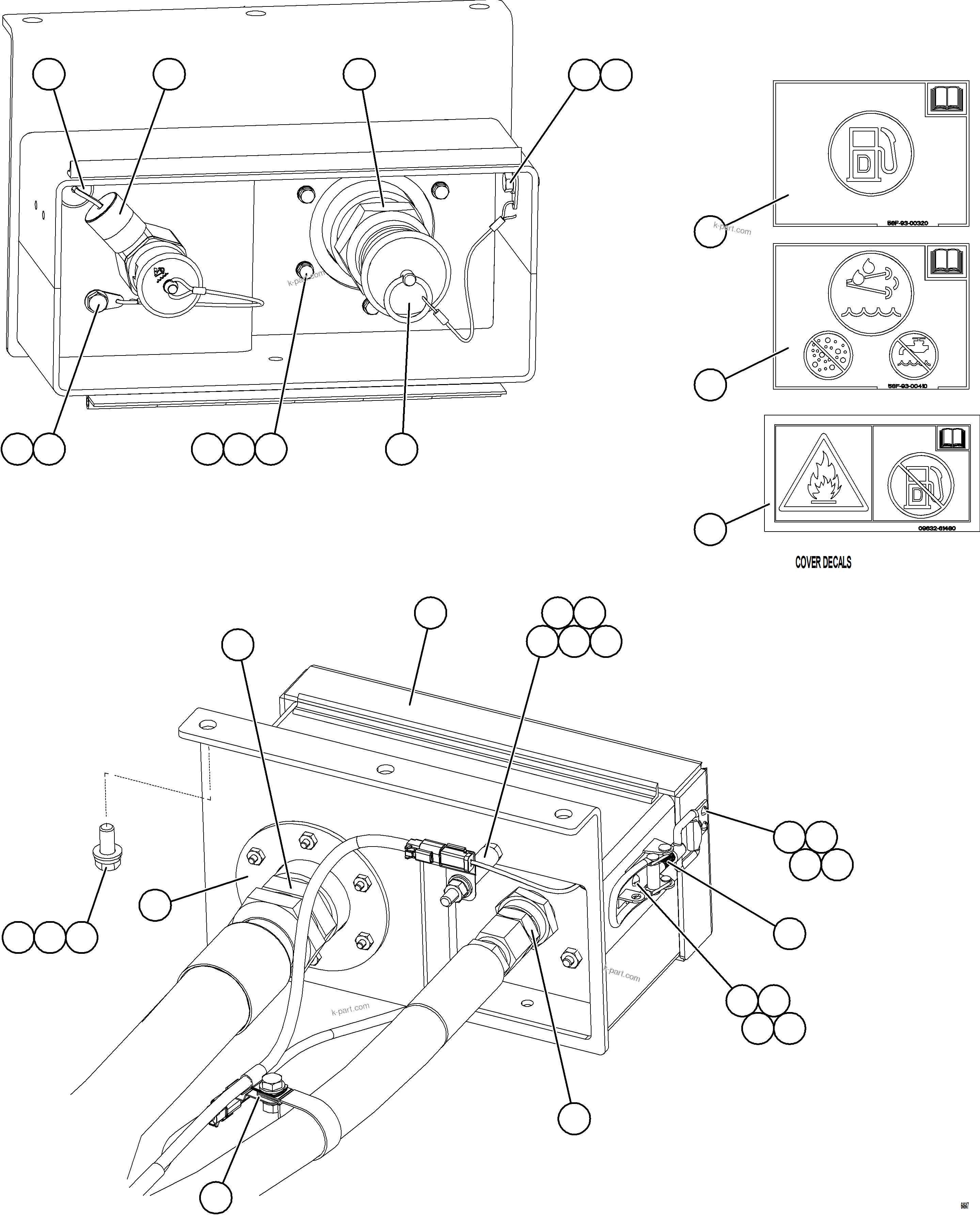 Komatsu parts book diagram for AFE77-D 830E-5 S/N A50007 & A50018  UNITED TACONITE: REMOTE FUEL FILL - LH    2/2