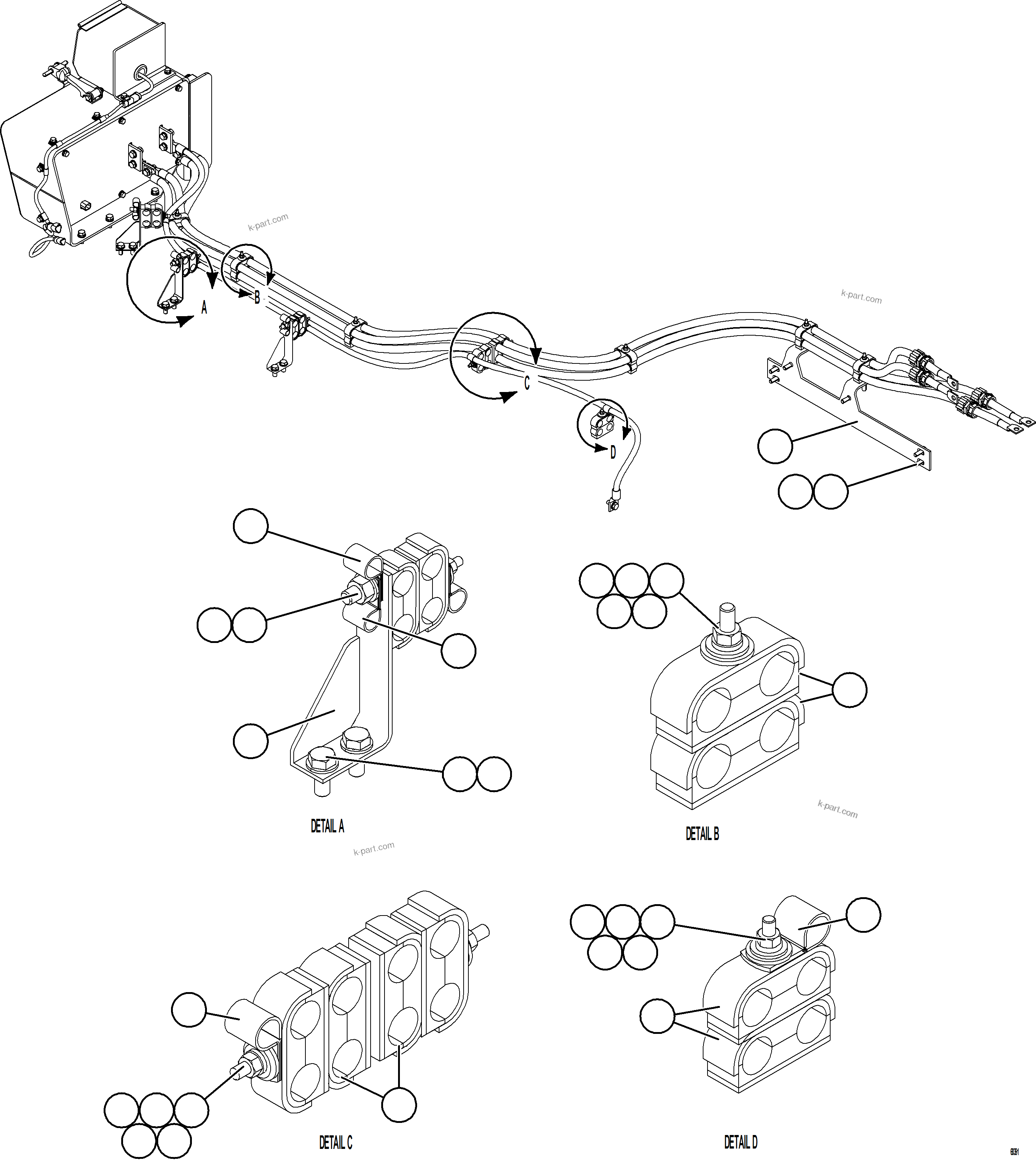 Komatsu parts book diagram for AFE77-D 830E-5 S/N A50007 & A50018  UNITED TACONITE: ISOLATION BOX WIRING    1/2