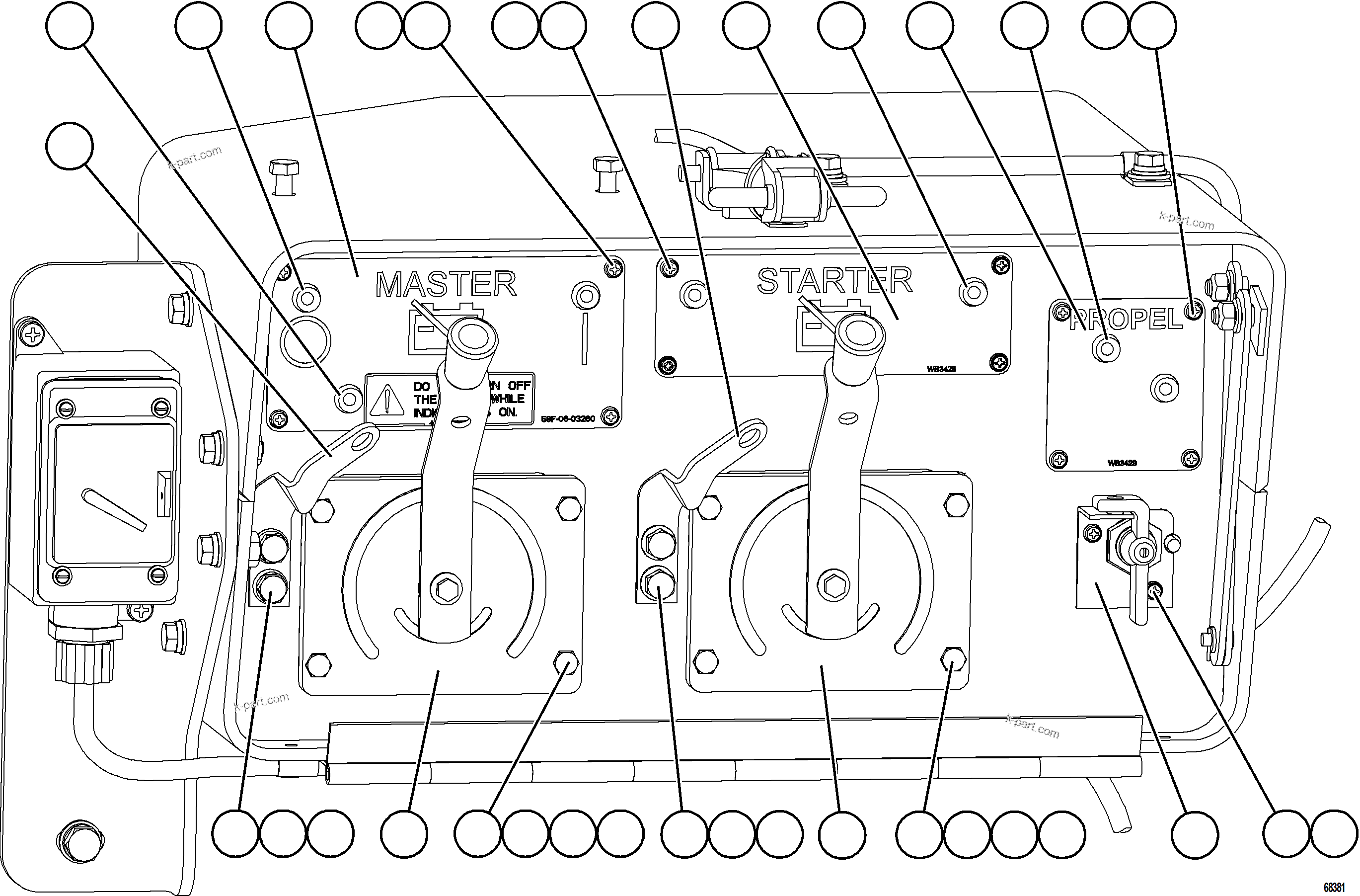 Komatsu parts book diagram for AFE77-D 830E-5 S/N A50007 & A50018  UNITED TACONITE: ISOLATION BOX    1/2
