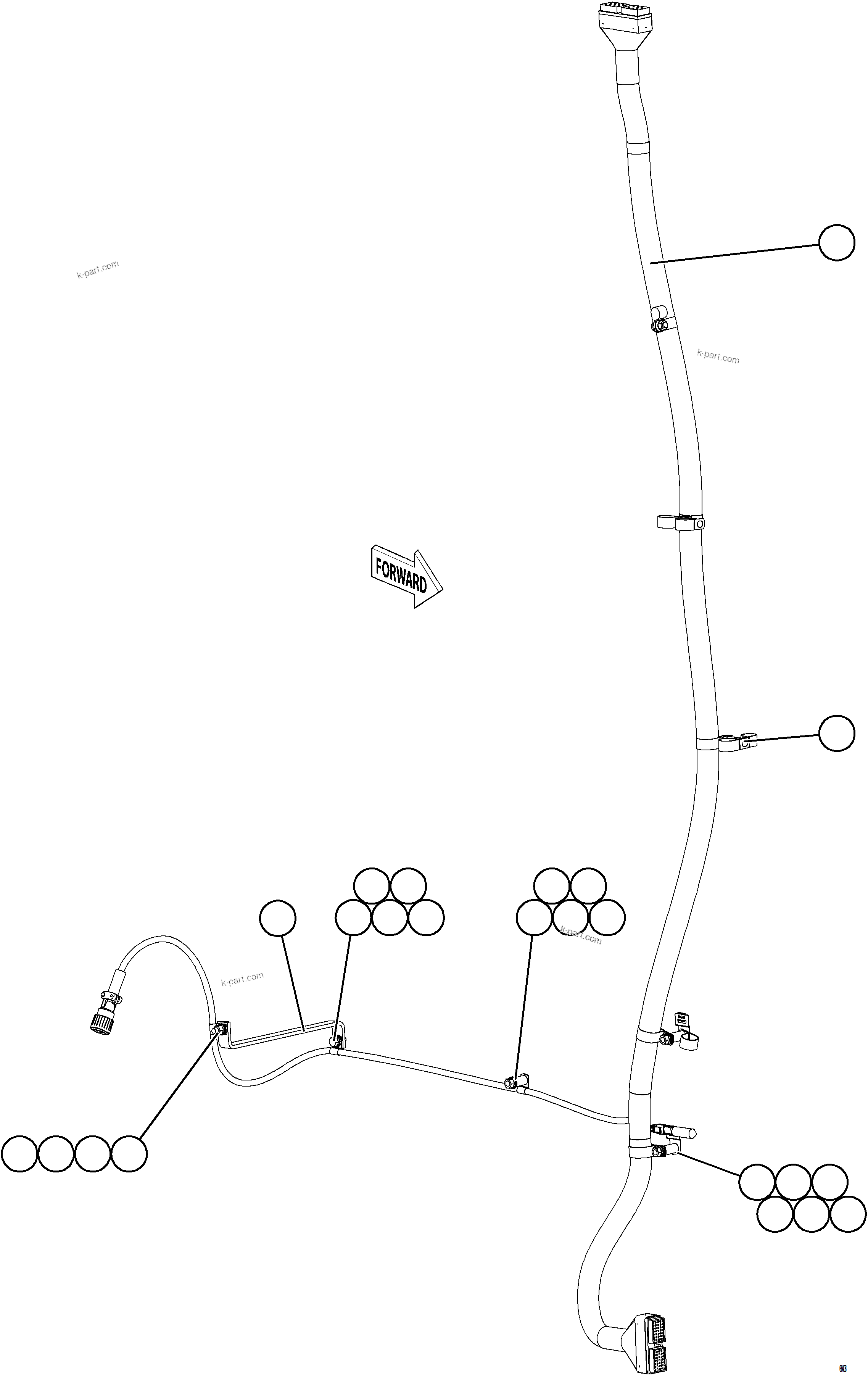 Komatsu parts book diagram for AFE77-D 830E-5 S/N A50007 & A50018  UNITED TACONITE: AUXILIARY CONTROL HARNESS