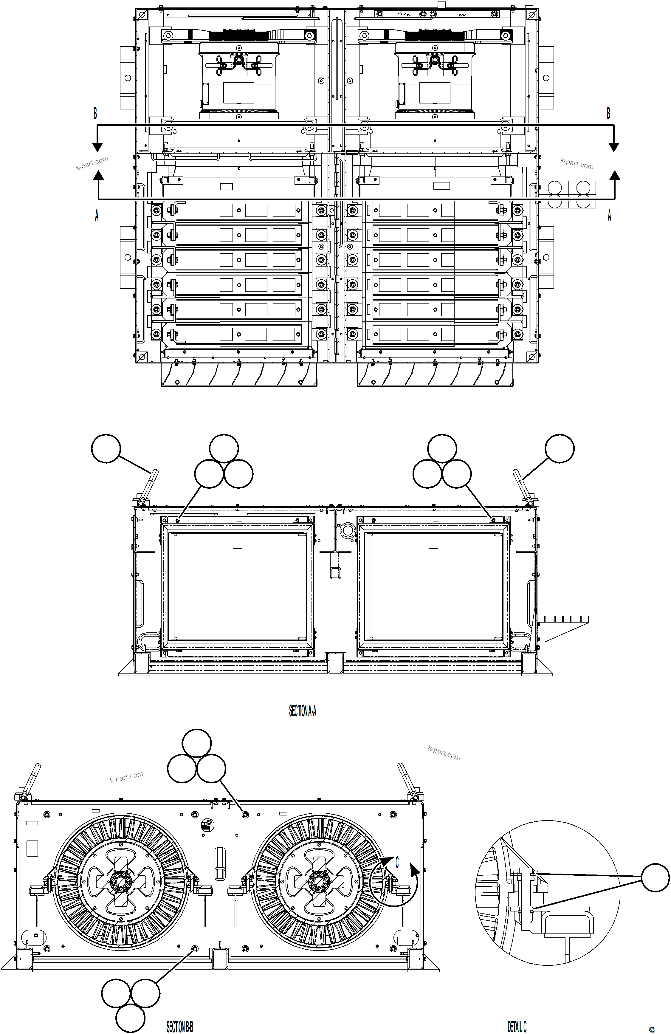 Komatsu parts book diagram for AFE77-D 830E-5 S/N A50007 & A50018  UNITED TACONITE: RETARDING GRID    4/6    58E-43-00511