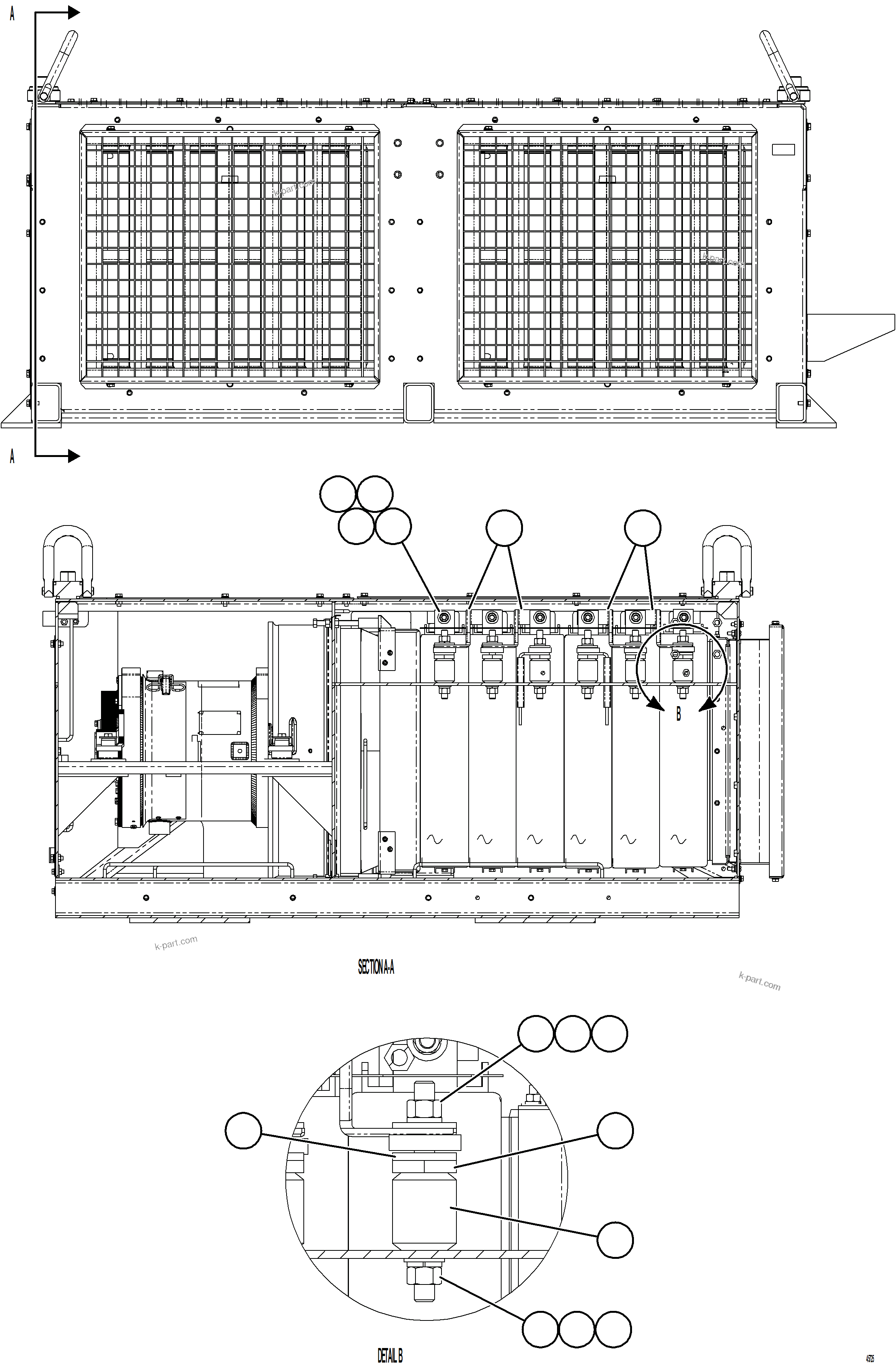Komatsu parts book diagram for AFE77-D 830E-5 S/N A50007 & A50018  UNITED TACONITE: RETARDING GRID    6/6    58E-43-00511