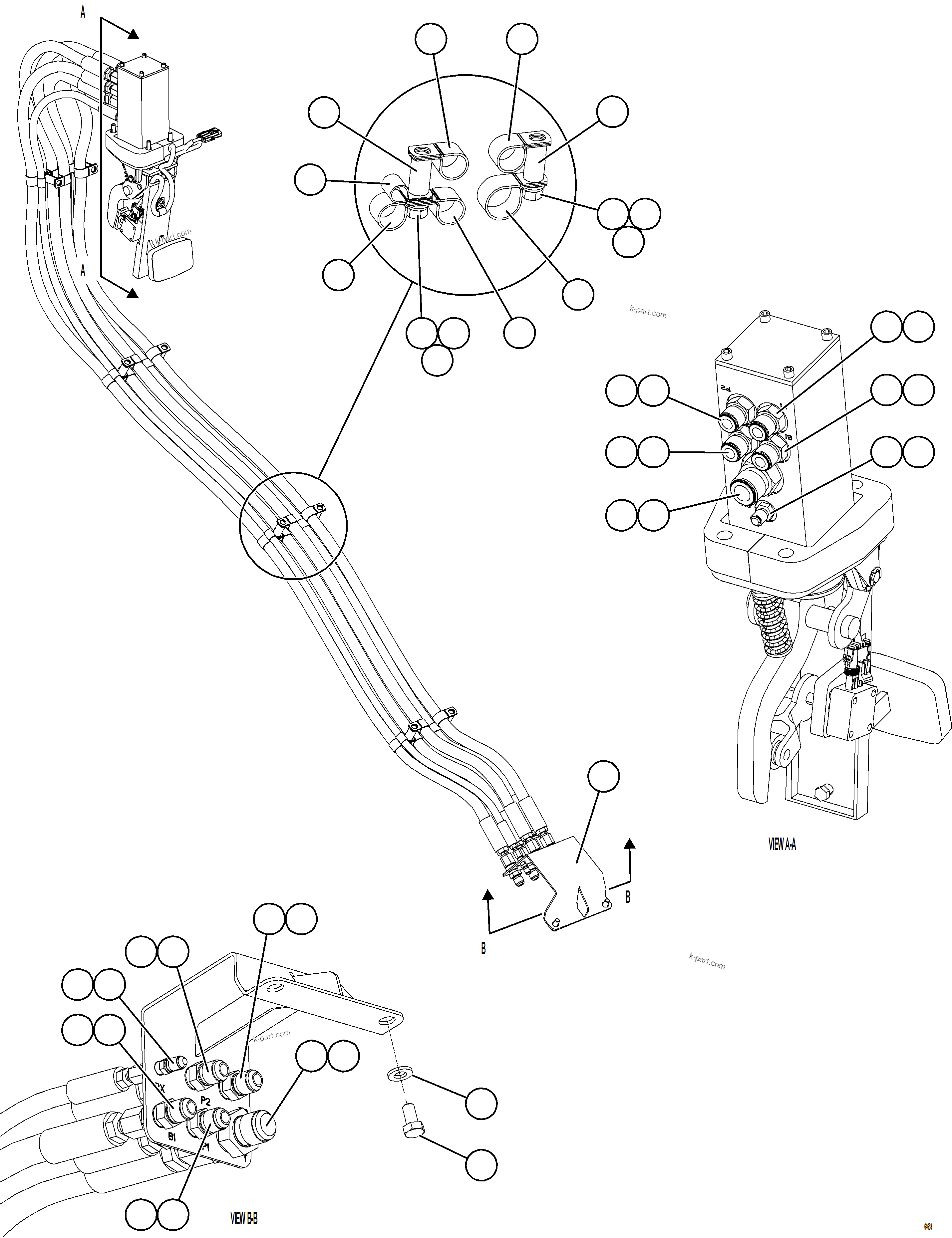 Komatsu parts book diagram for AFE77-D 830E-5 S/N A50007 & A50018  UNITED TACONITE: BRAKE VALVE PIPING