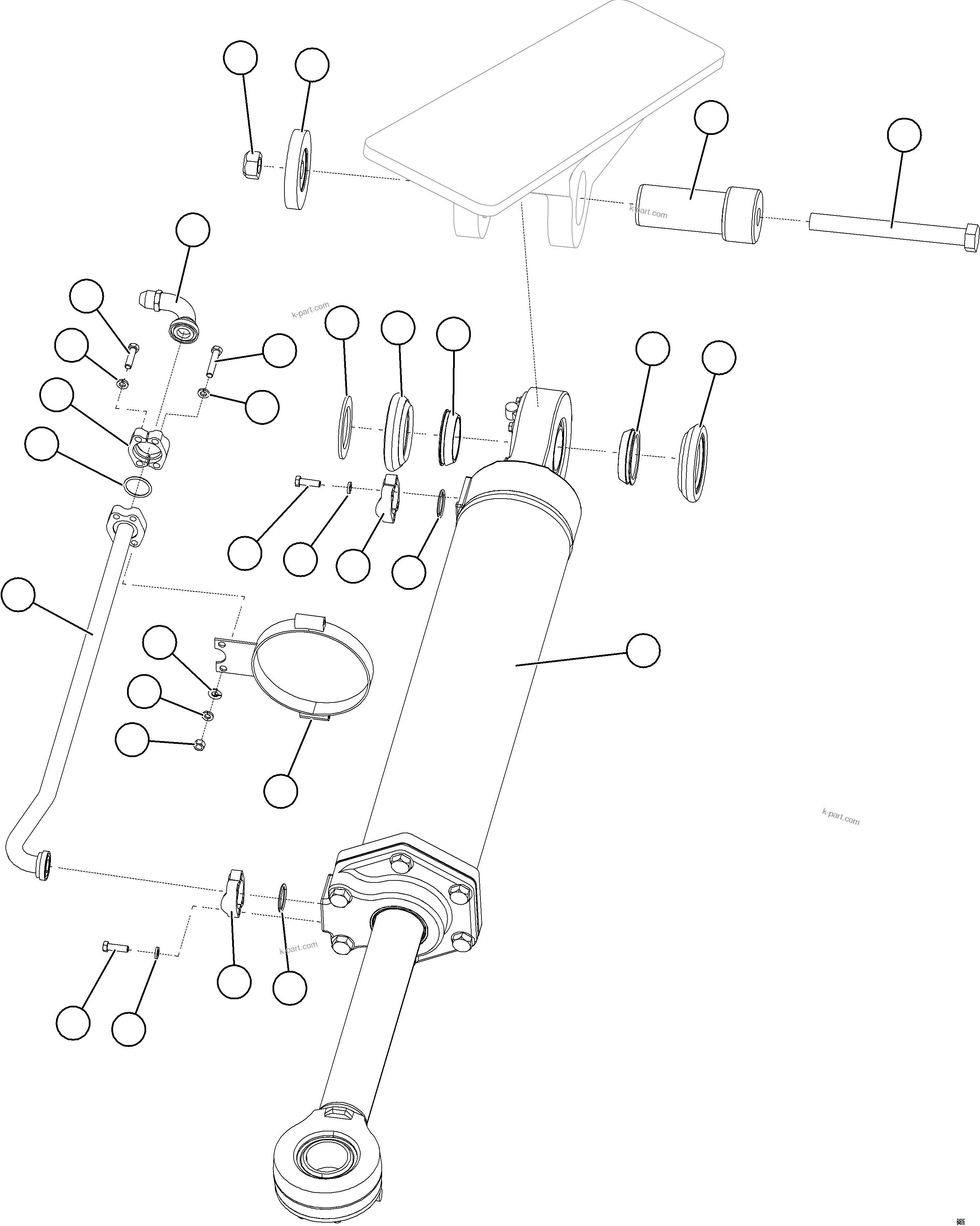 Komatsu parts book diagram for AFE77-D 830E-5 S/N A50007 & A50018  UNITED TACONITE: STEERING CYLINDER INSTALLATION