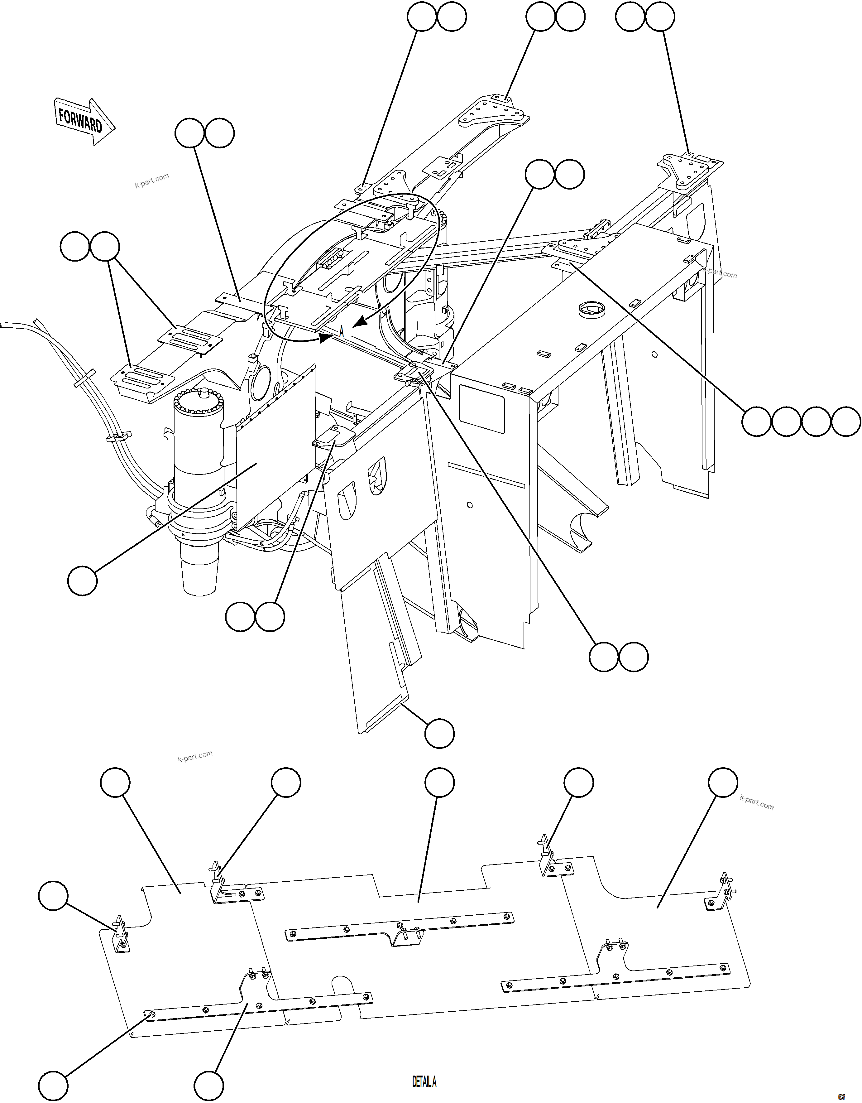 Komatsu parts book diagram for AFE77-D 830E-5 S/N A50007 & A50018  UNITED TACONITE: CHASSIS LOOSE COMPONENTS    3/3