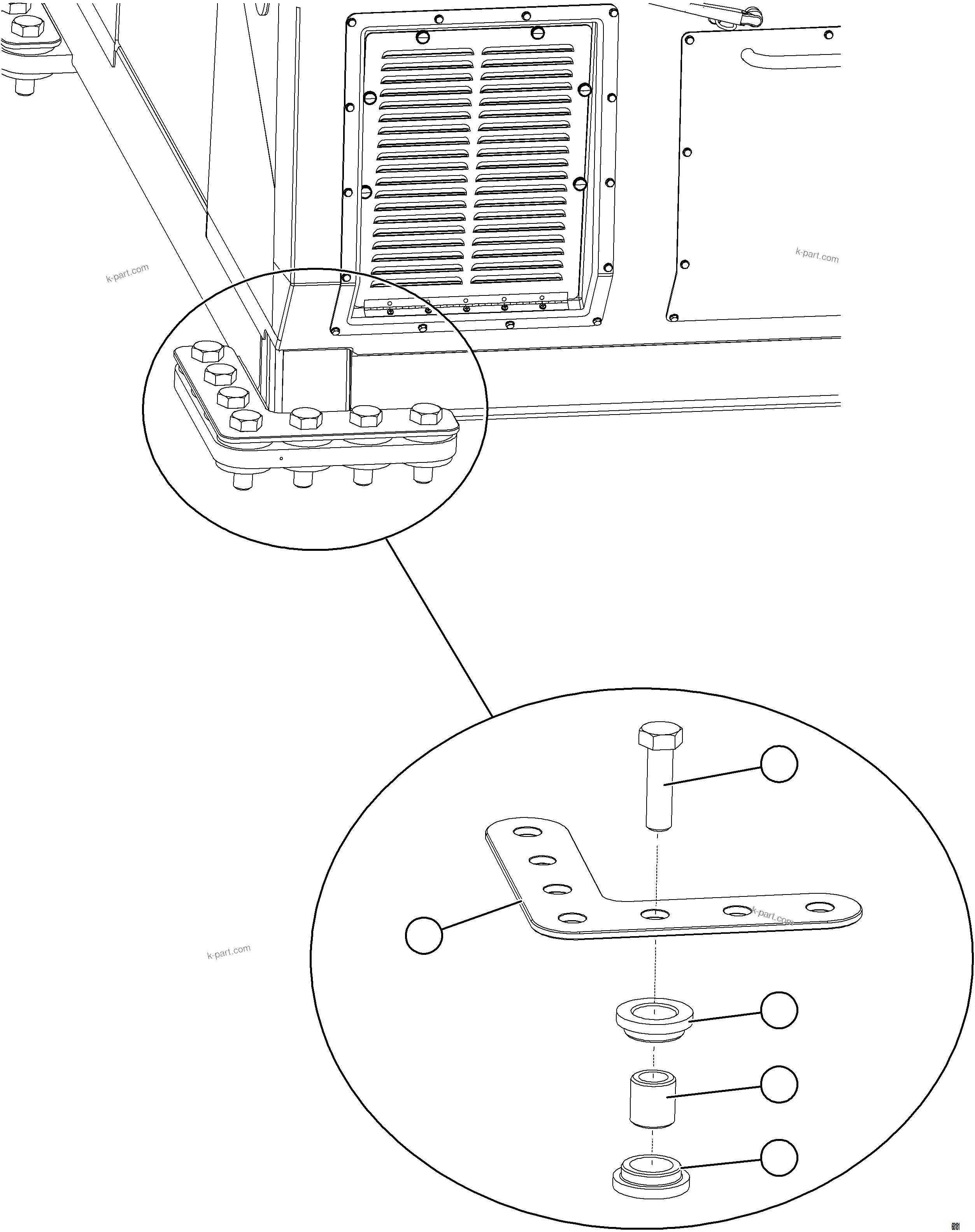Komatsu parts book diagram for AFE77-D 830E-5 S/N A50007 & A50018  UNITED TACONITE: CAB MOUNTING HARDWARE