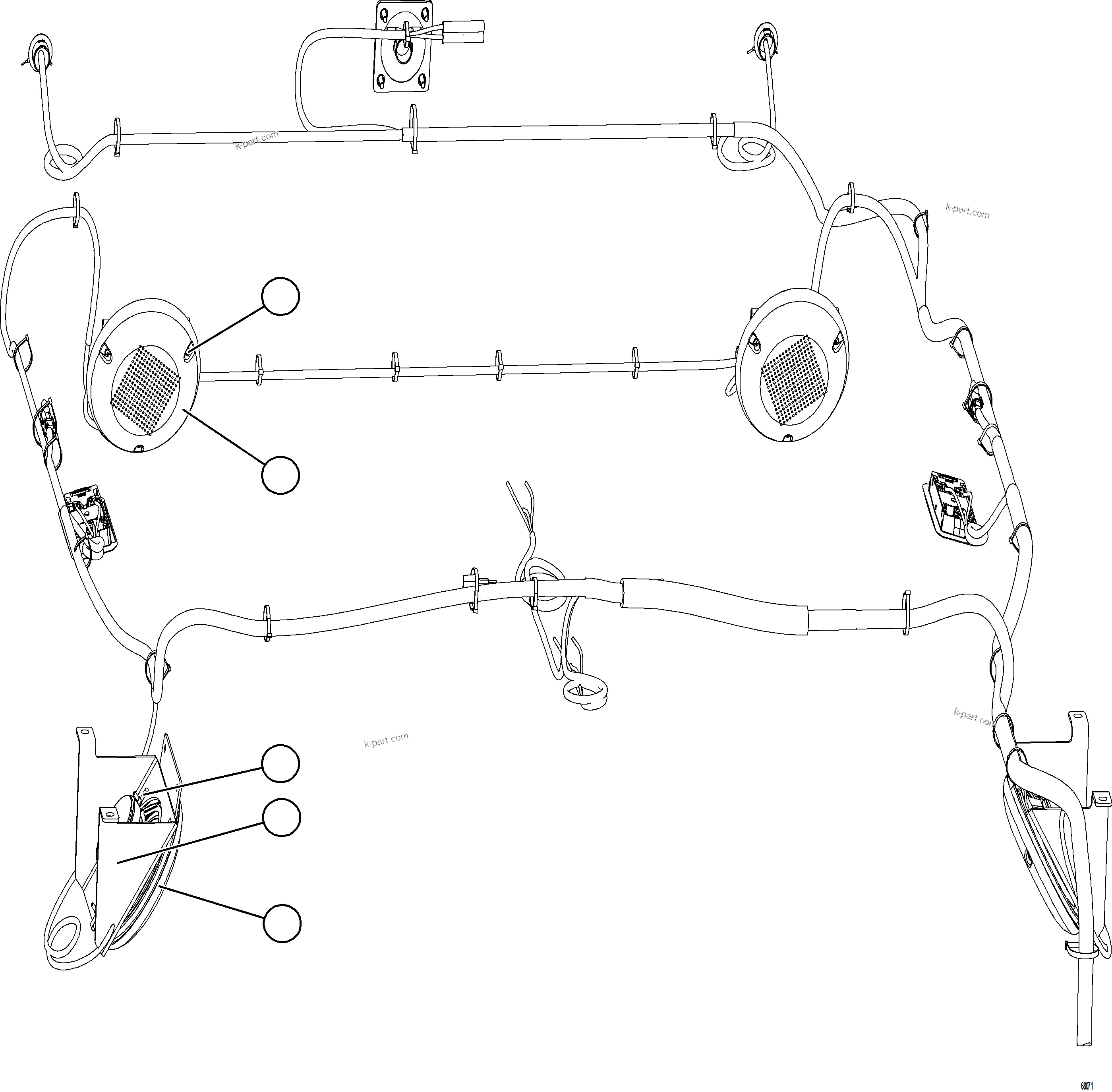 Komatsu parts book diagram for AFE77-D 830E-5 S/N A50007 & A50018  UNITED TACONITE: REAR SPEAKER INSTALLATION