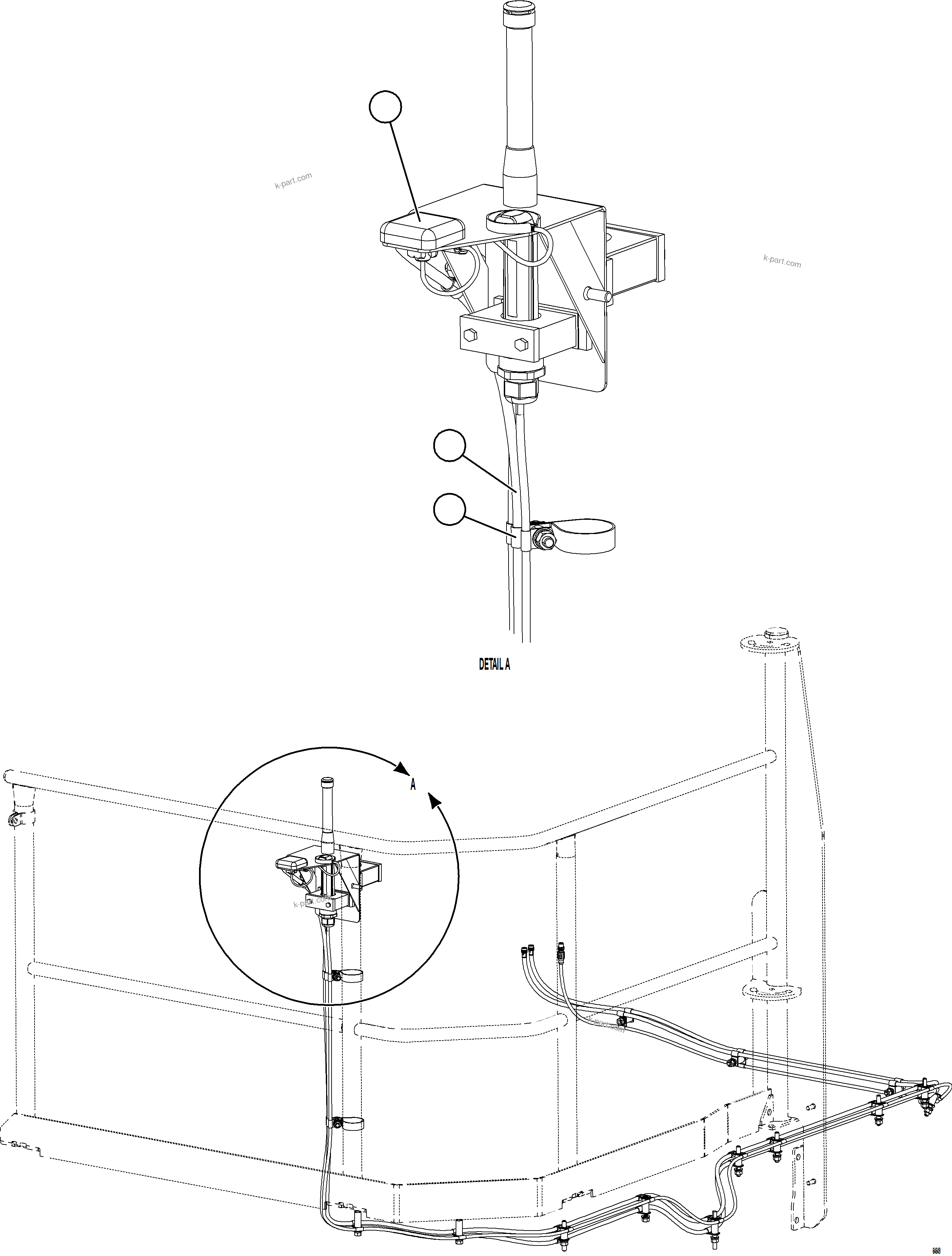 Komatsu parts book diagram for AFE77-D 830E-5 S/N A50007 & A50018  UNITED TACONITE: IRIDIUM SATELLITE ANTENNA INSTALLATION