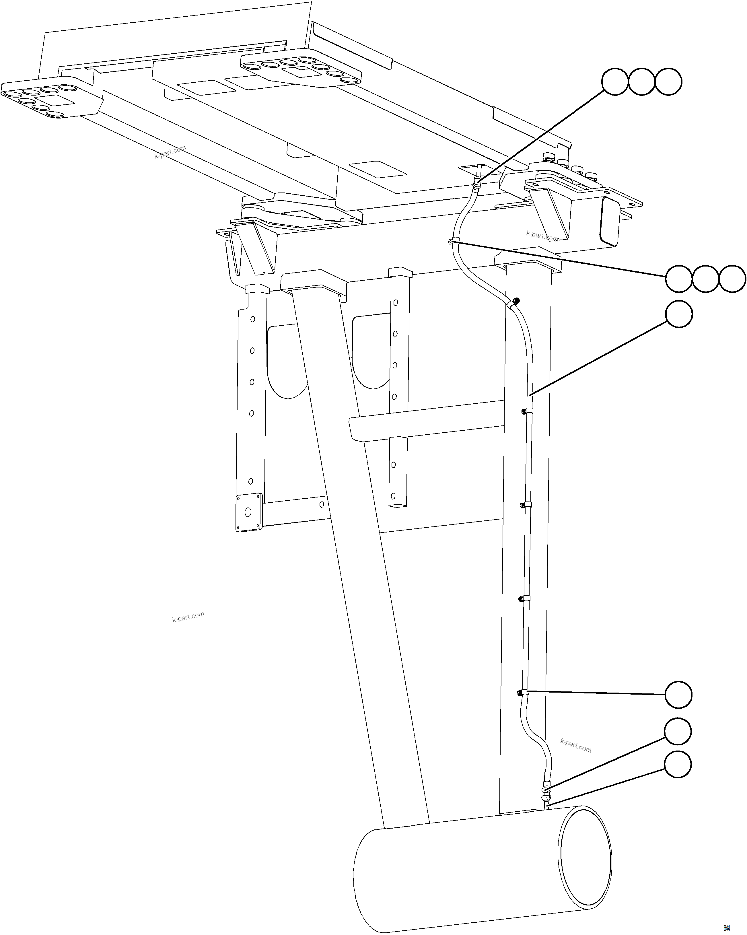 Komatsu parts book diagram for AFE77-D 830E-5 S/N A50007 & A50018  UNITED TACONITE: HEATER/AC DRAIN HOSE INSTALLATION