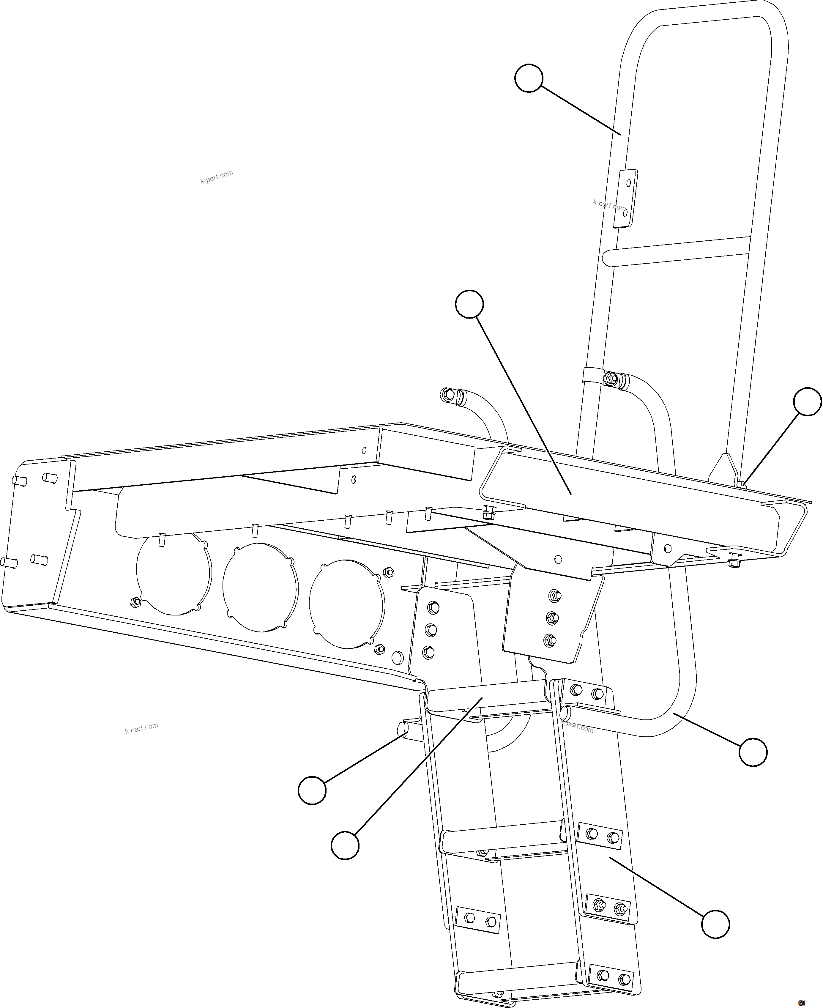Komatsu parts book diagram for AFE77-D 830E-5 S/N A50007 & A50018  UNITED TACONITE: RH STEPS & PLATFORM