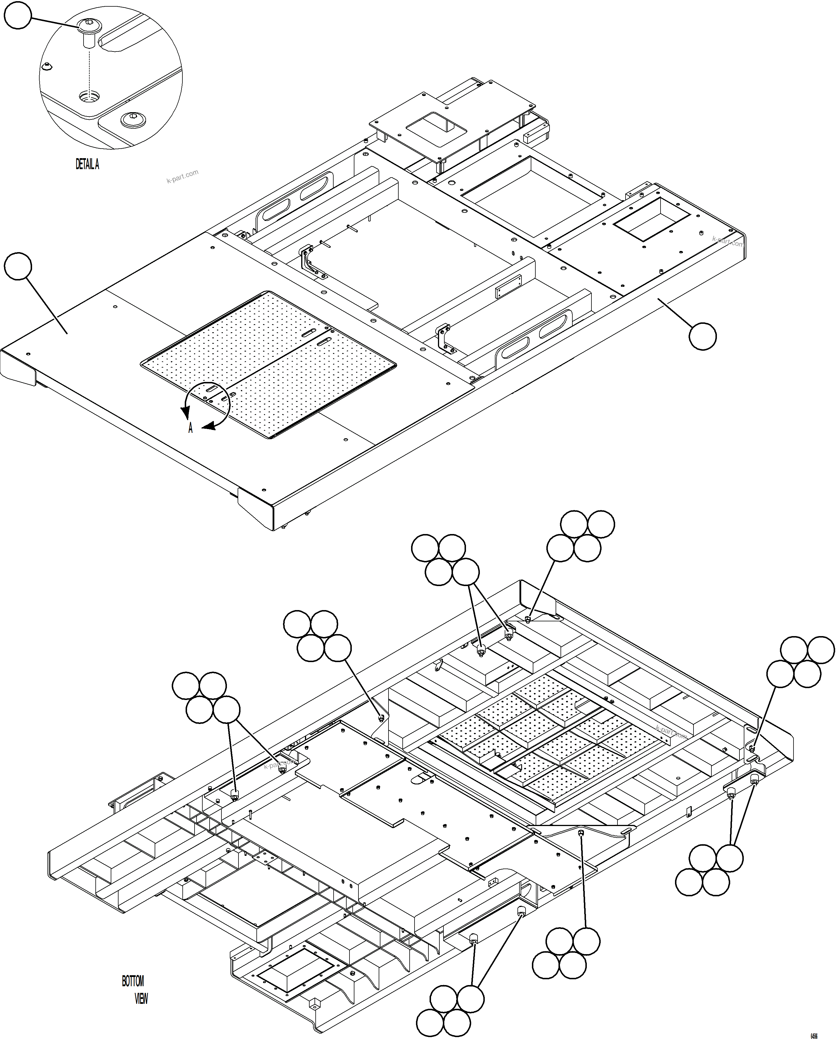 Komatsu parts book diagram for AFE77-D 830E-5 S/N A50007 & A50018  UNITED TACONITE: CENTER DECK INSTALLATION