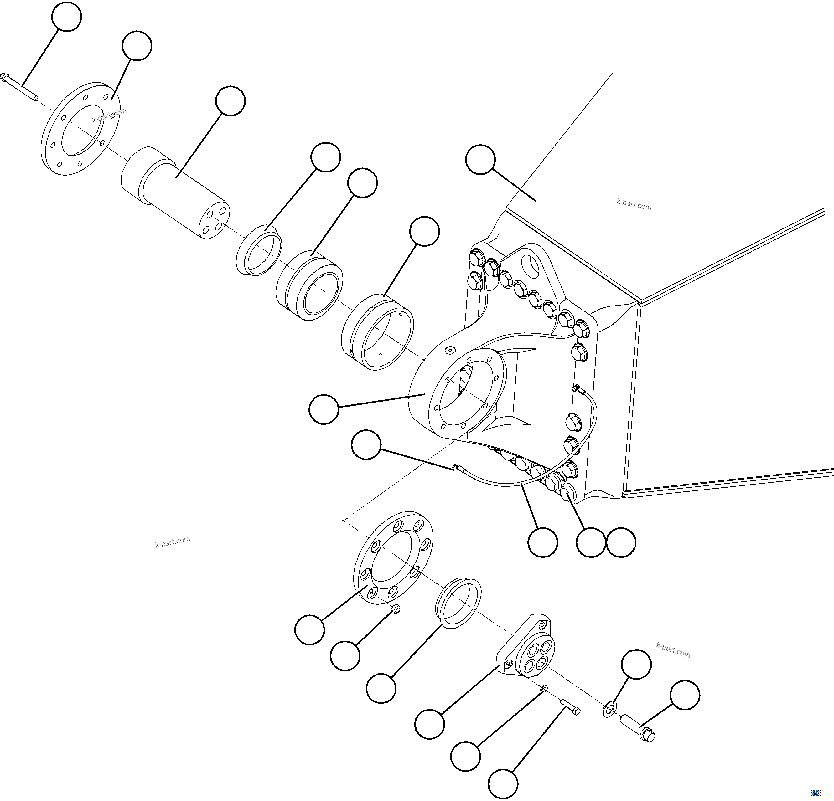 Komatsu parts book diagram for AFE77-D 830E-5 S/N A50007 & A50018  UNITED TACONITE: AXLE HOUSING INSTALLATION