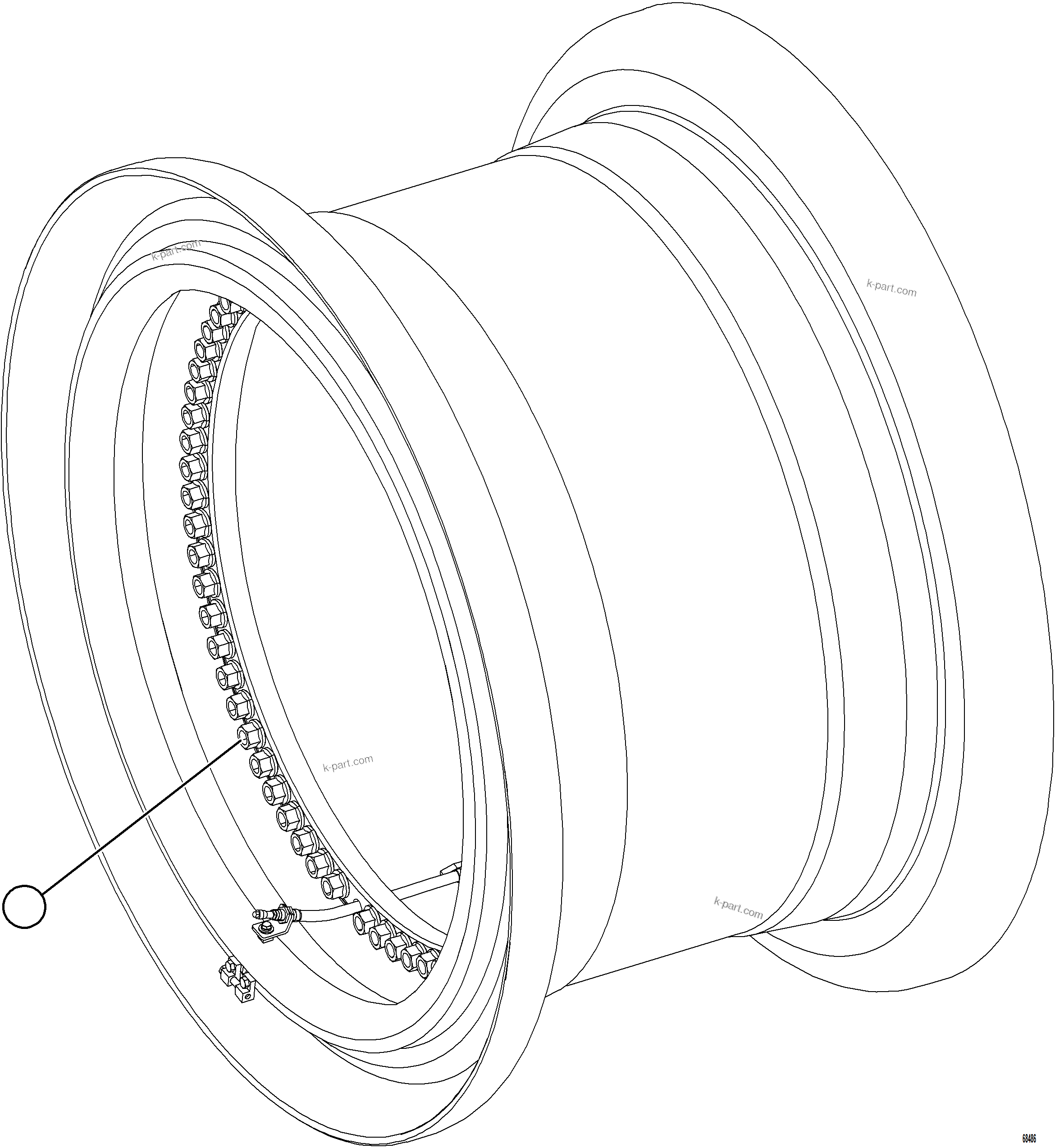 Komatsu parts book diagram for AFE77-D 830E-5 S/N A50007 & A50018  UNITED TACONITE: FRONT WHEEL INSTALLATION