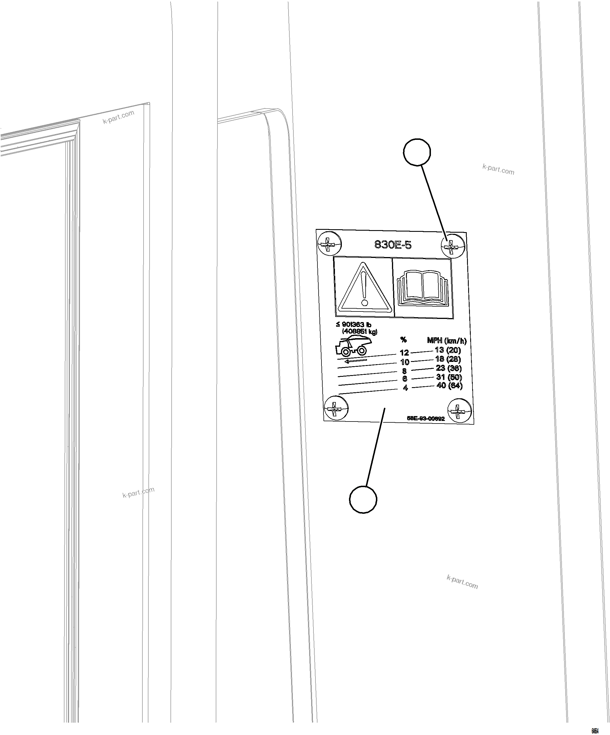 Komatsu parts book diagram for AFE77-D 830E-5 S/N A50007 & A50018  UNITED TACONITE: GRADE SPEED CHART