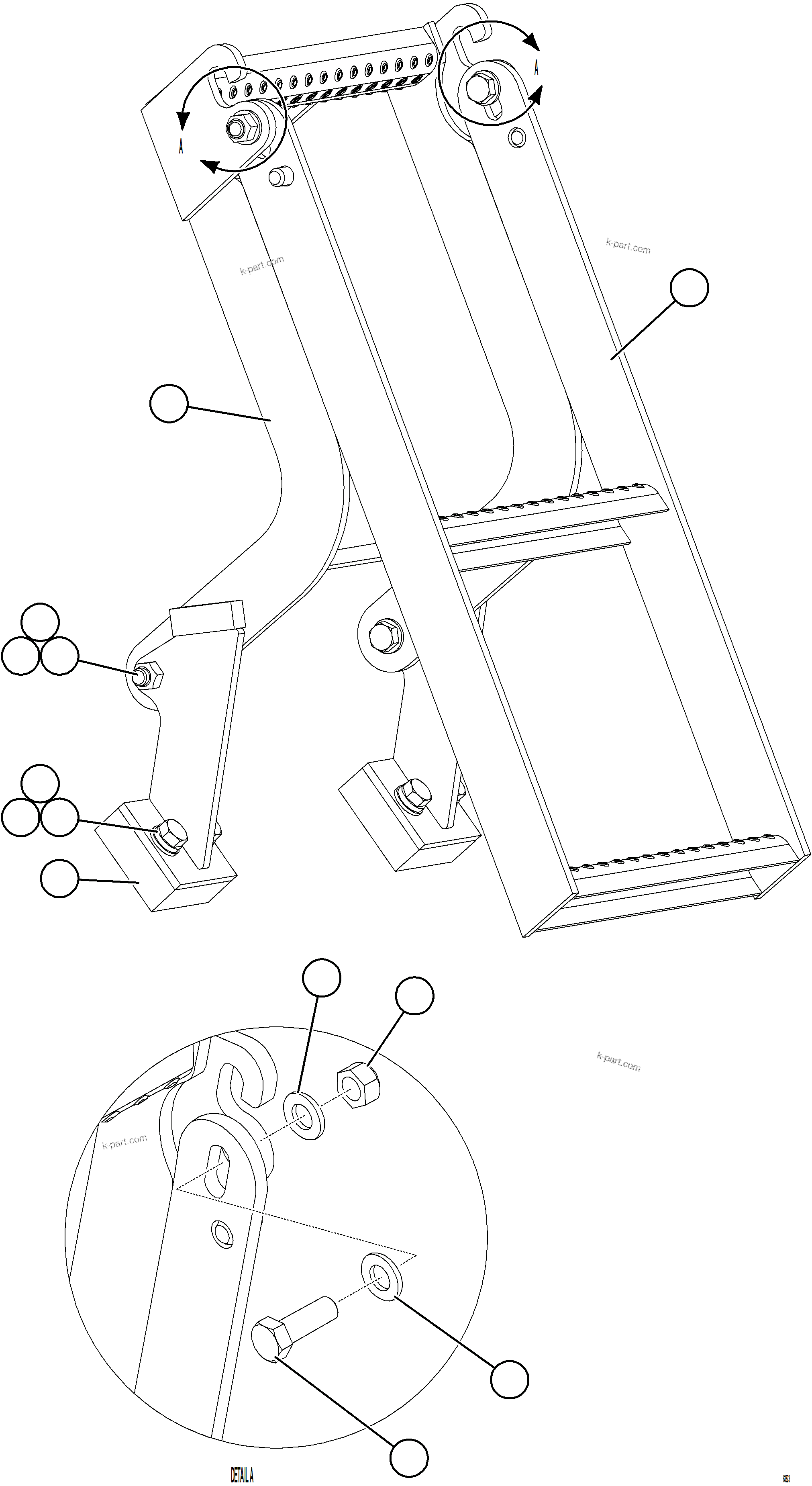 Komatsu parts book diagram for AFE77-D 830E-5 S/N A50007 & A50018  UNITED TACONITE: REAR AXLE SERVICE CENTER LADDER