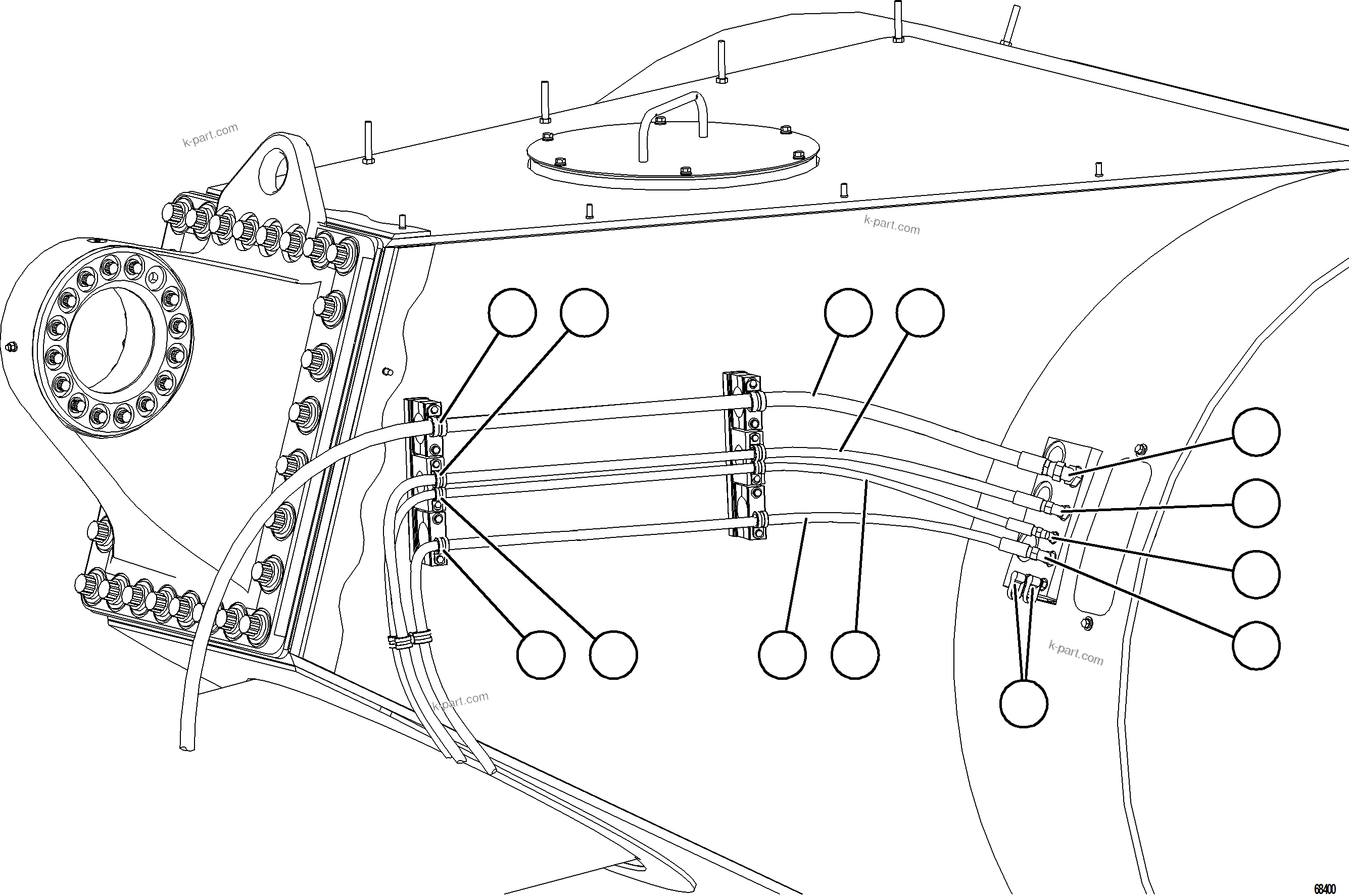 Komatsu parts book diagram for AFE78-D 930E-5 S/N A40027 - A40028 BMA GOONYELLA: BRAKE APPLY PIPING    3/4
