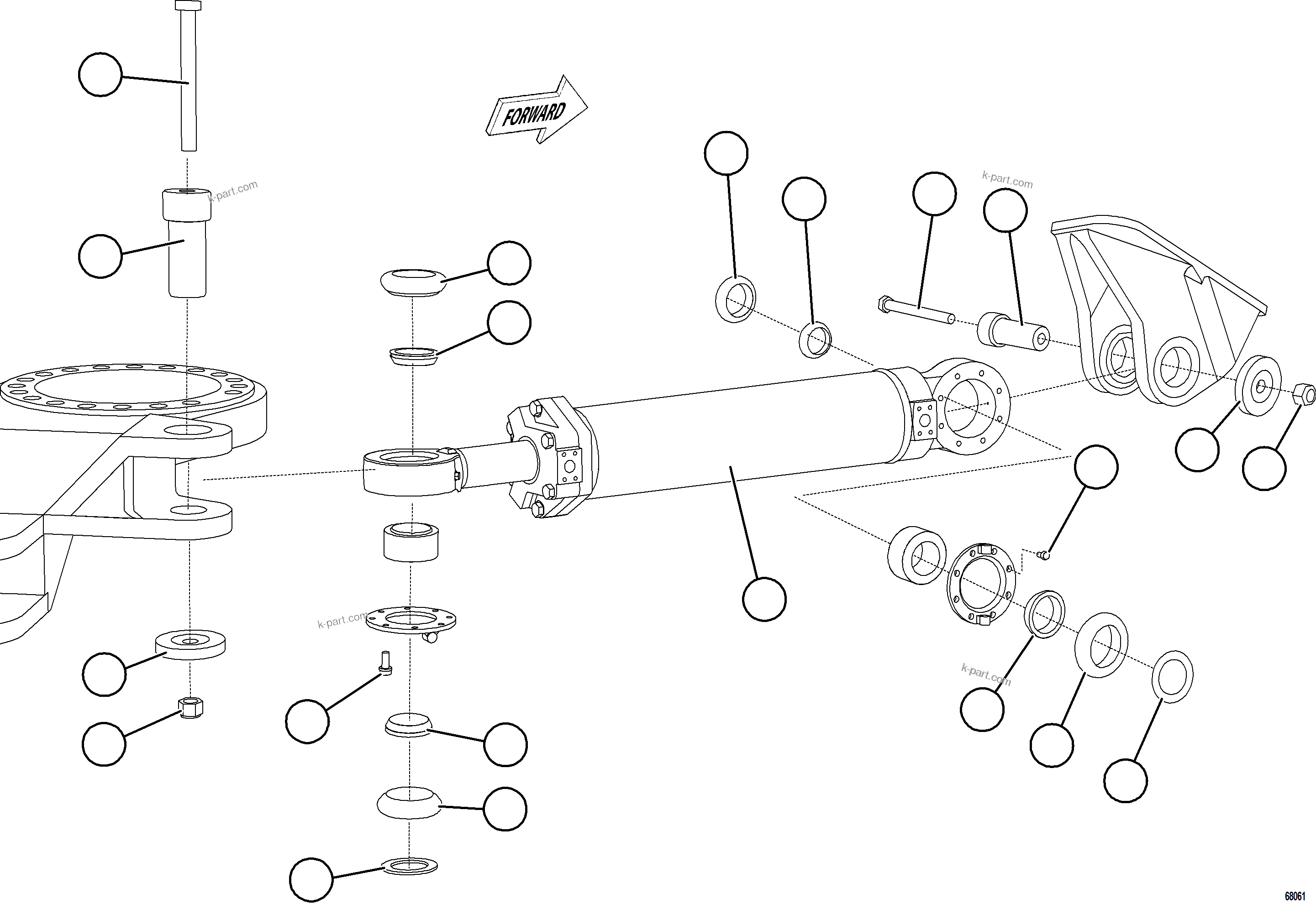Komatsu parts book diagram for AFE78-D 930E-5 S/N A40027 - A40028 BMA GOONYELLA: STEERING CYLINDER INSTALLATION