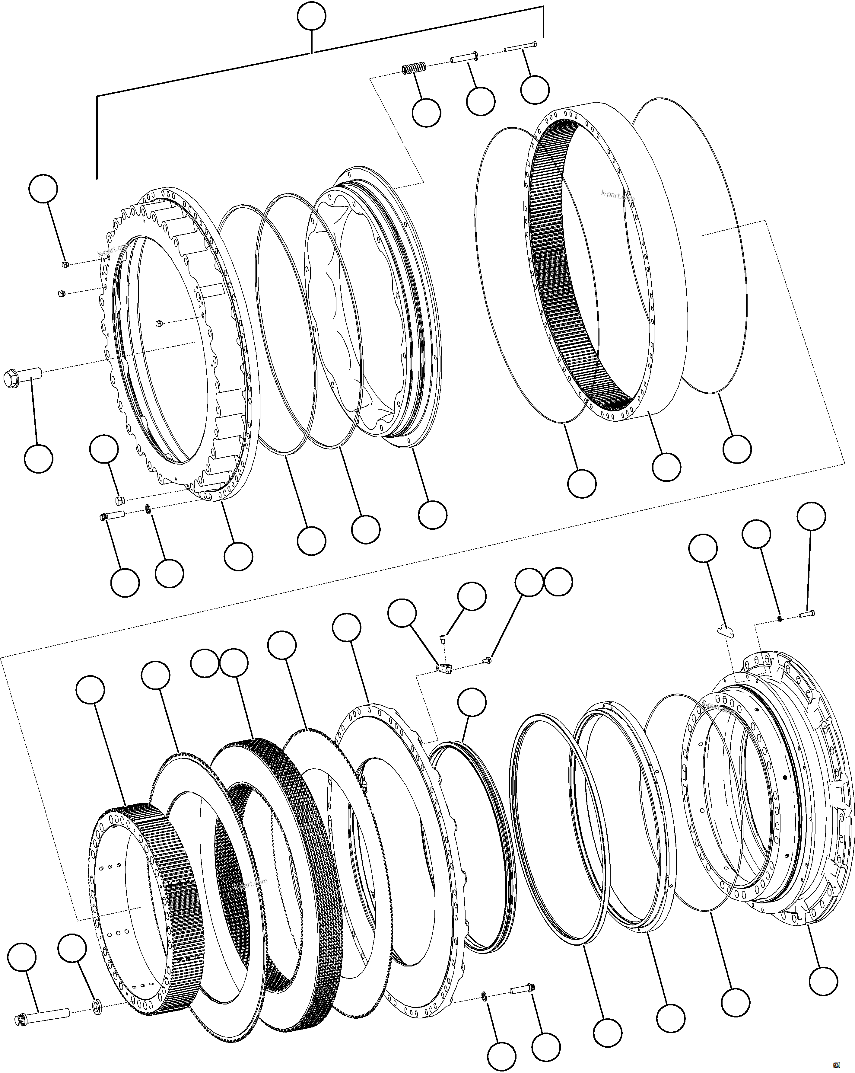 Komatsu parts book diagram for AFE78-D 930E-5 S/N A40027 - A40028 BMA GOONYELLA: REAR BRAKE ASSEMBLY    58F-33-00151